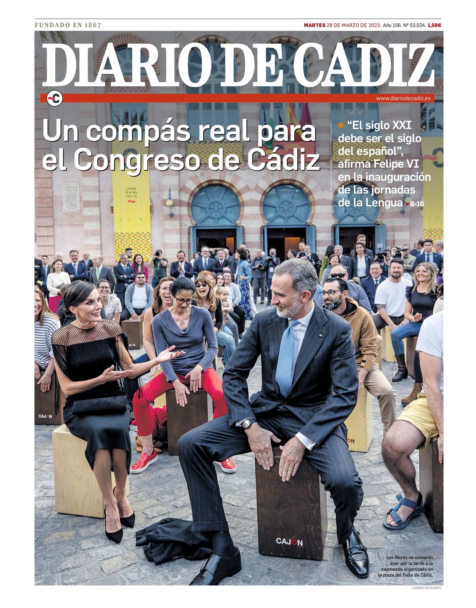 28 de marzo. El Rey Felipe VI toca el cajón en la inauguración del Congreso de la Lengua.