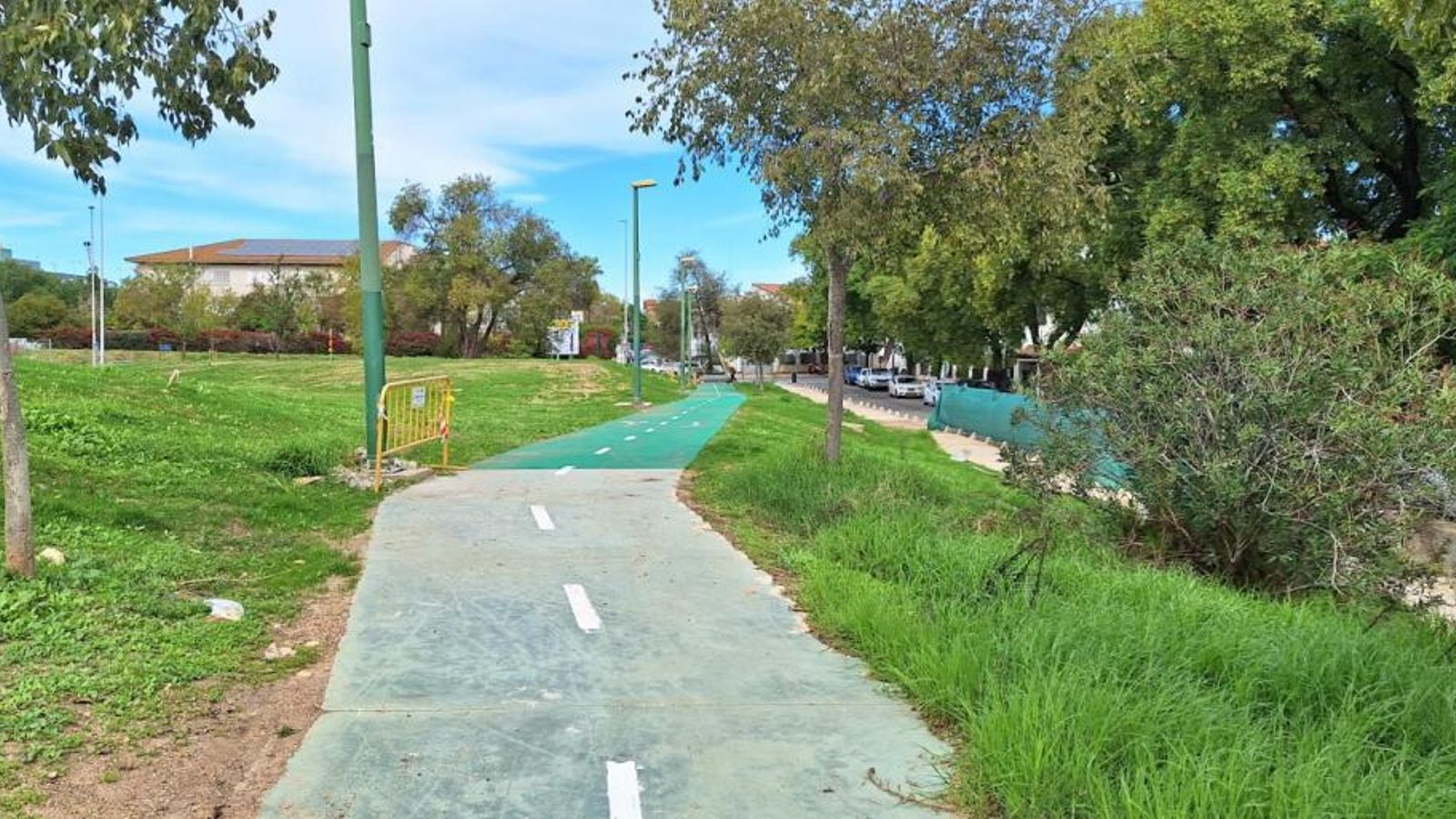 El carril ciclista estaba acompañado por una hilera de árboles que en este sector no se ha repuesto