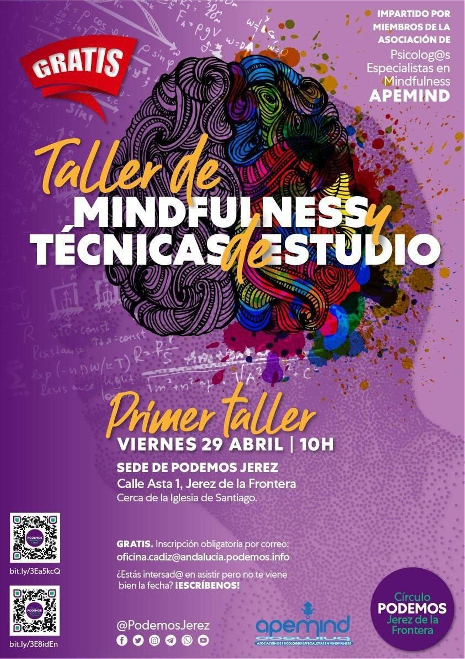 Detalle del cartel anunciador del taller de mindfulness.