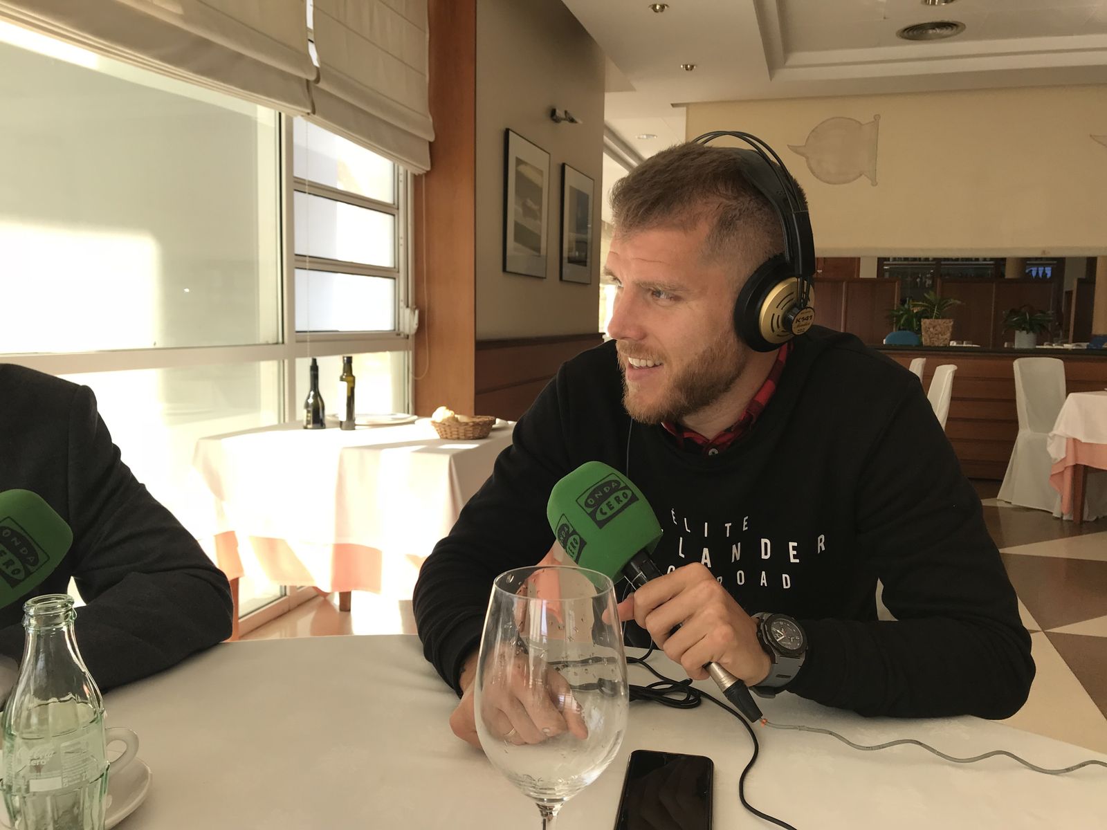 Jorge Morcillo, que anteayer cumplió 32 años, en un momento de su presencia en el programa de 'Onda Deportiva' que dirige Juan Antonio Manzano.