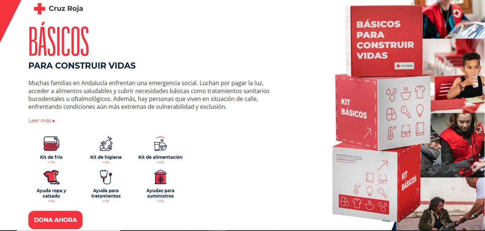 Esta es la página web https://cercadeti.cruzroja.es/basicosparaconstruirvidas donde se pueden realizar las donaciones y ver en qué se invierte el dinero