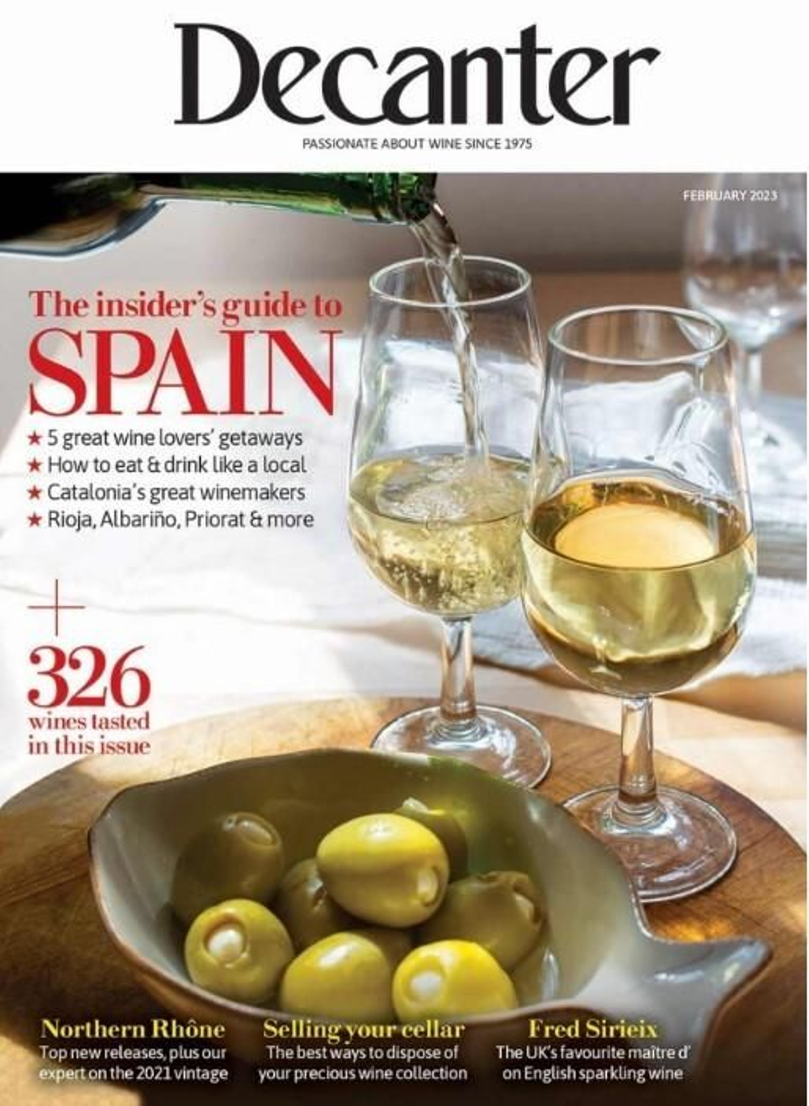 Portada del número de febrero de la revista Decanter.