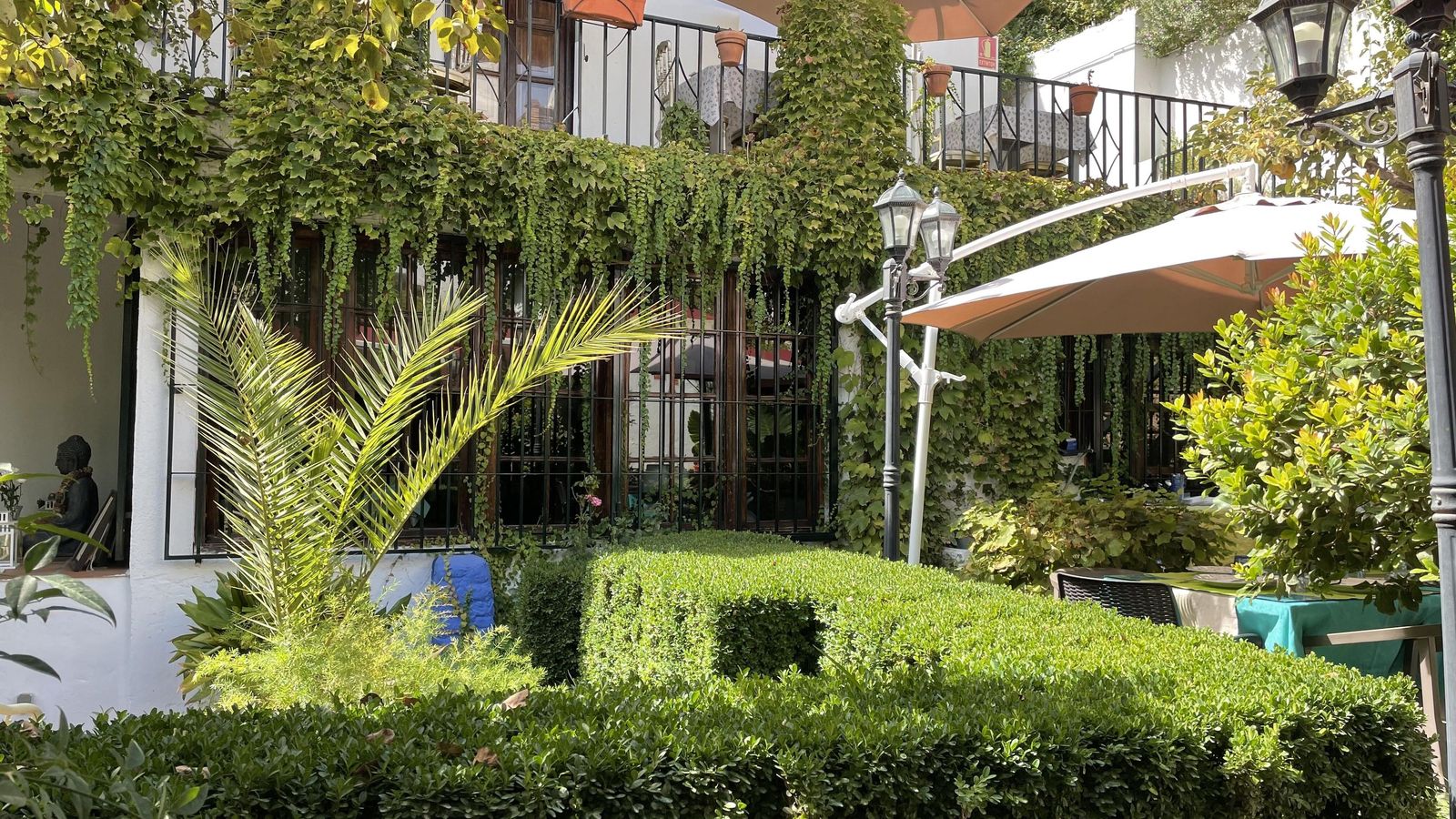 El jardín interior cuenta con bonitas zonas verdes