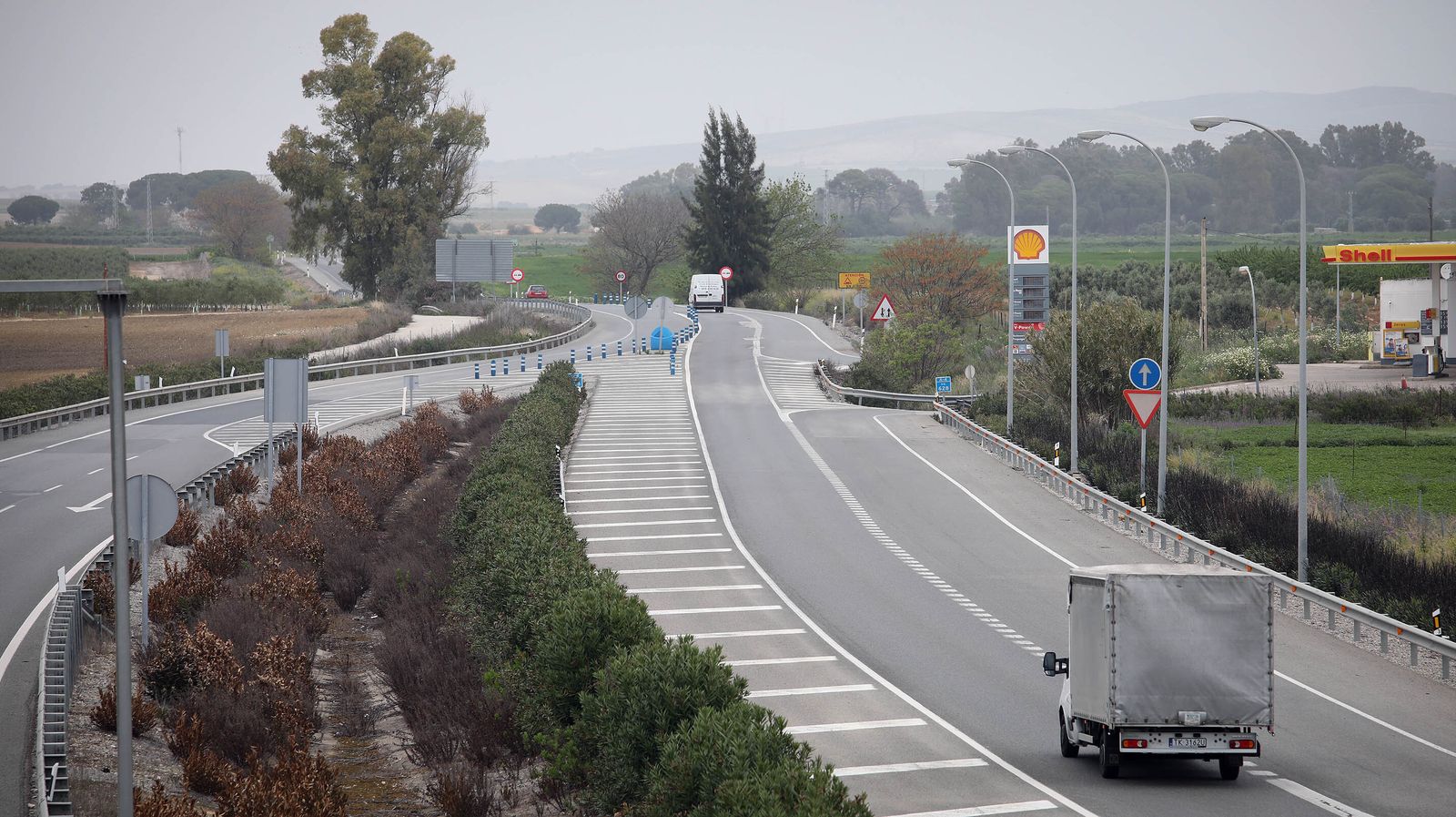 Punto de la A-4 donde conecta con la carretera de acceso al Aeropuerto de Jerez.