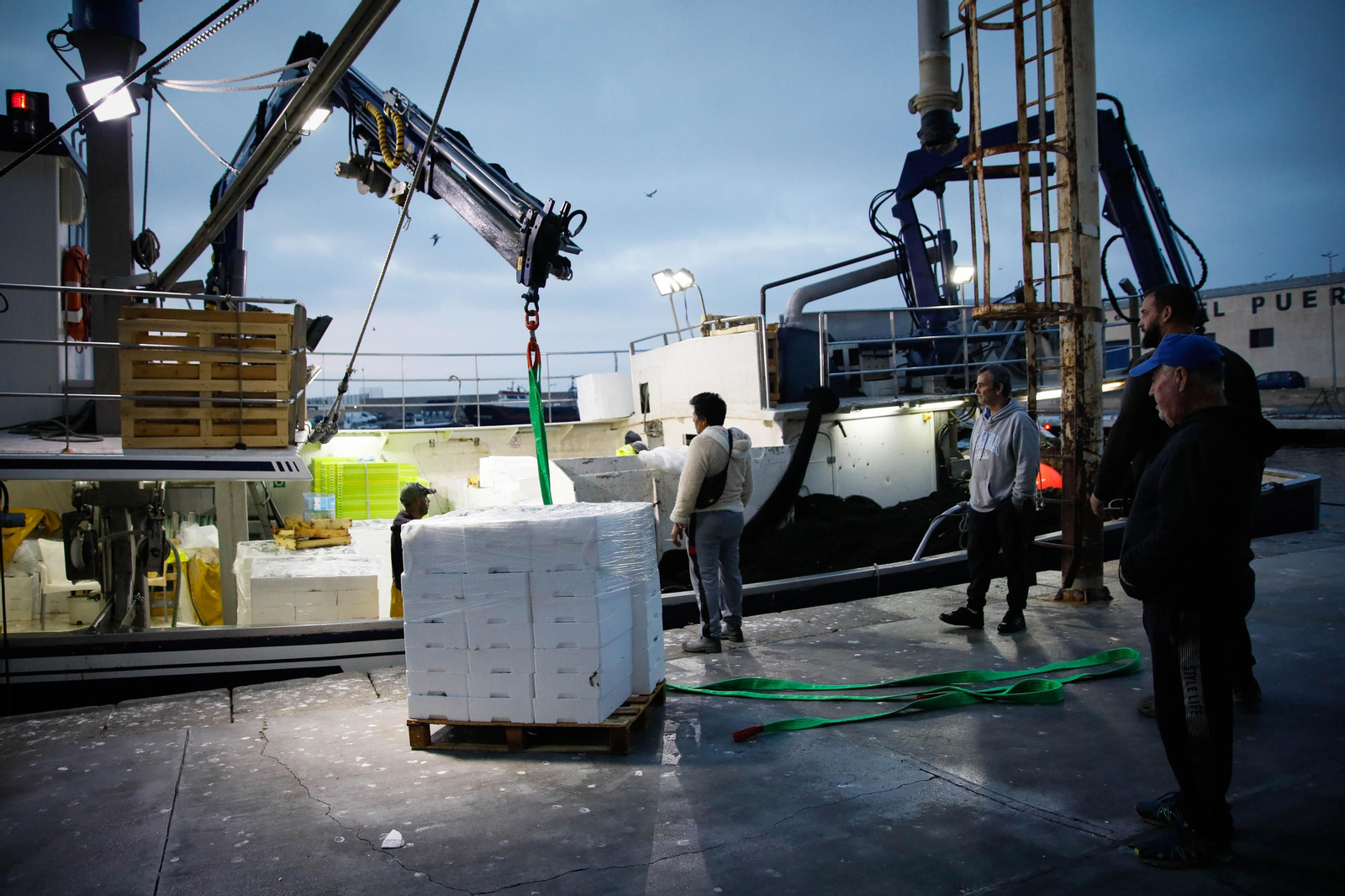 Te contamos en imágenes como ha sido la descarga de las traiñas en la lonja de Almería