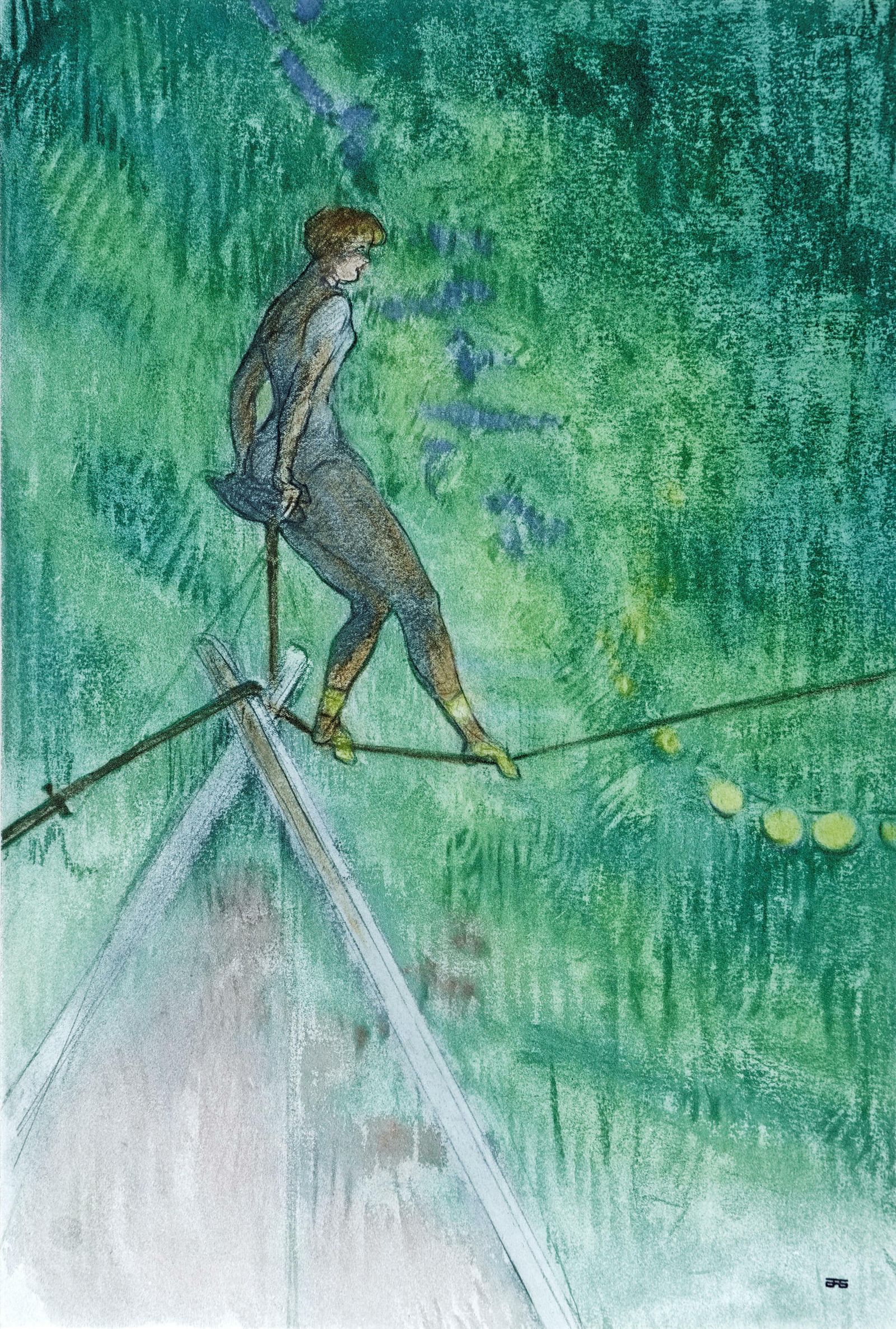 'Acróbata en la cuerda floja', estampa realizada a partir del dibujo original de 1898.