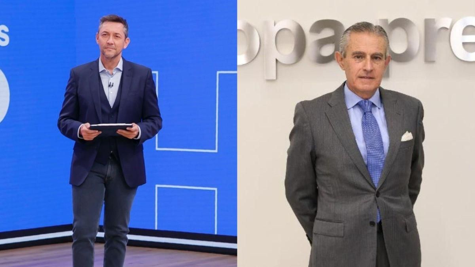 El periodista Javier Ruiz, pregonero, y el presidente ejecutivo de Europa Press, Asís Martín de Cabiedes, embajador de la Fiesta del Primer Aceite