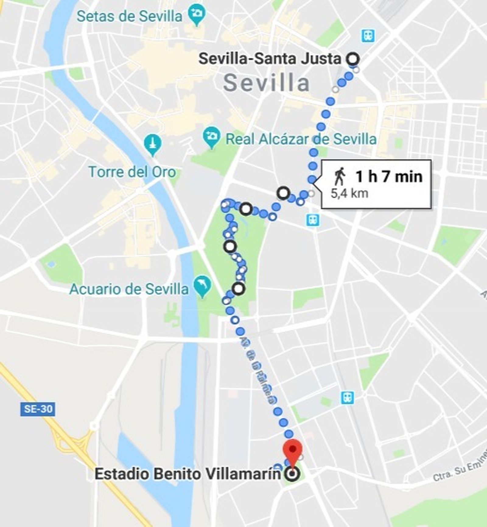 Cómo llegar Santa Justa-Estadio Benito Villamarín a pie
