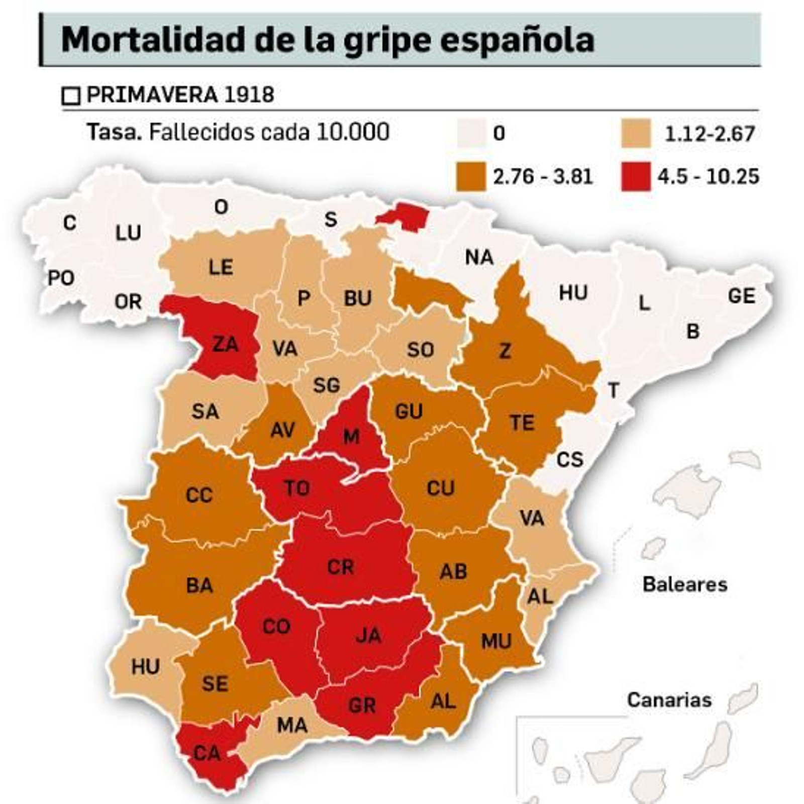 Mortalidad de la gripe española en primavera de 1918