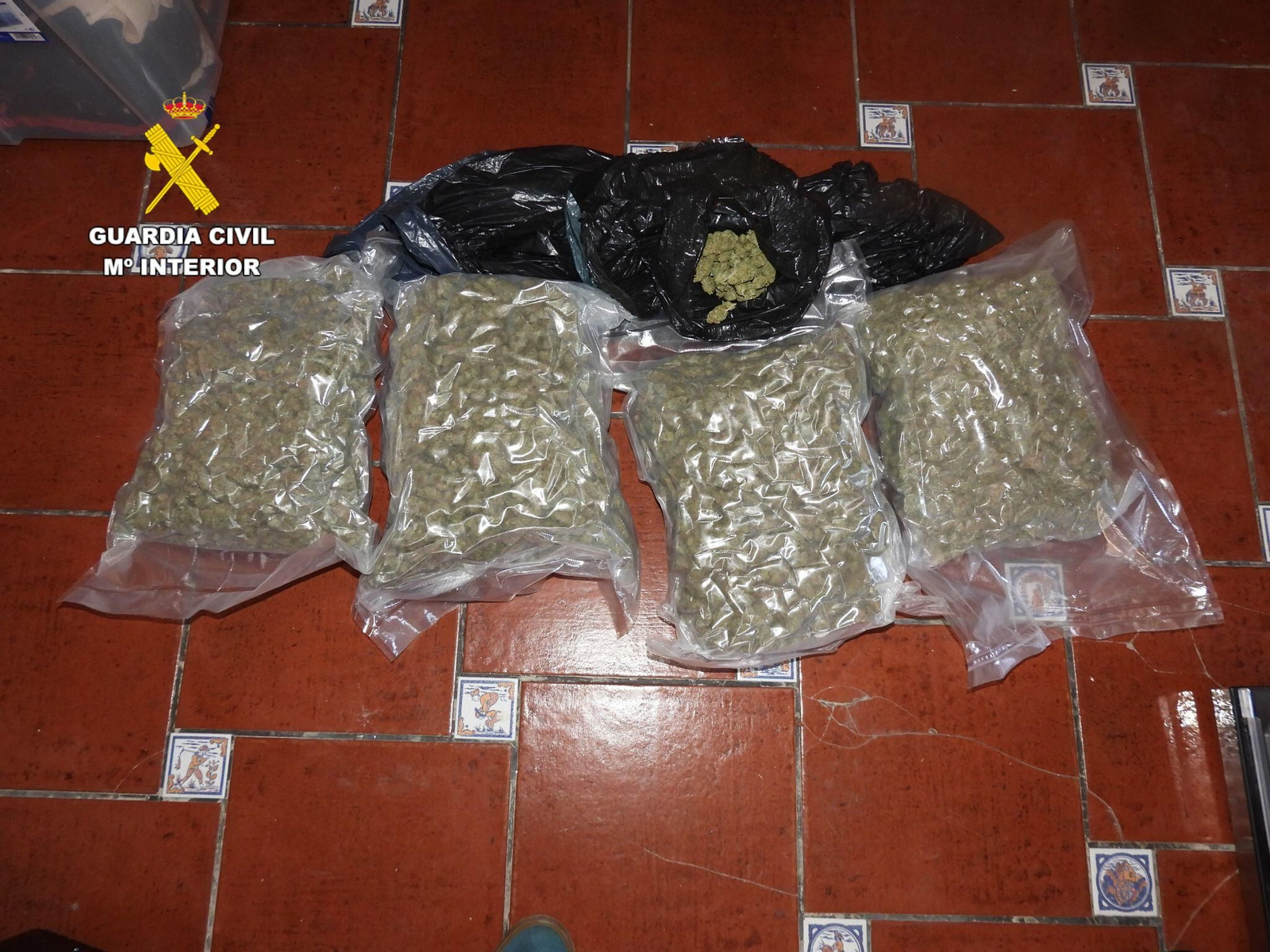 Imagen de la droga intervenida en el registro de la vivienda