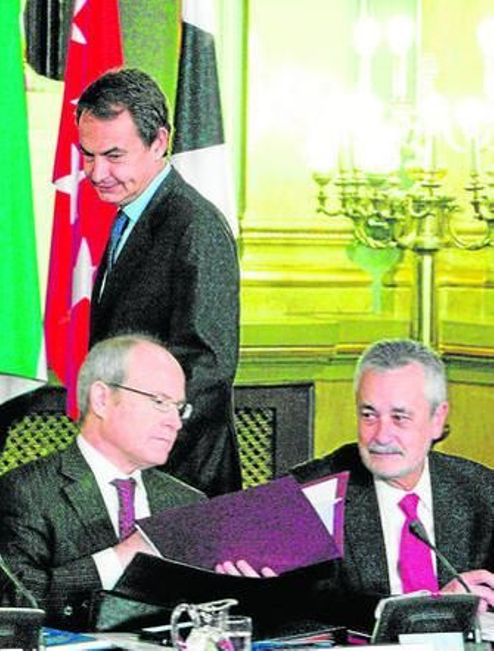 Montilla, Griñán y Rodríguez Zapatero durante la conferencia de presidentes de diciembre de 2009.