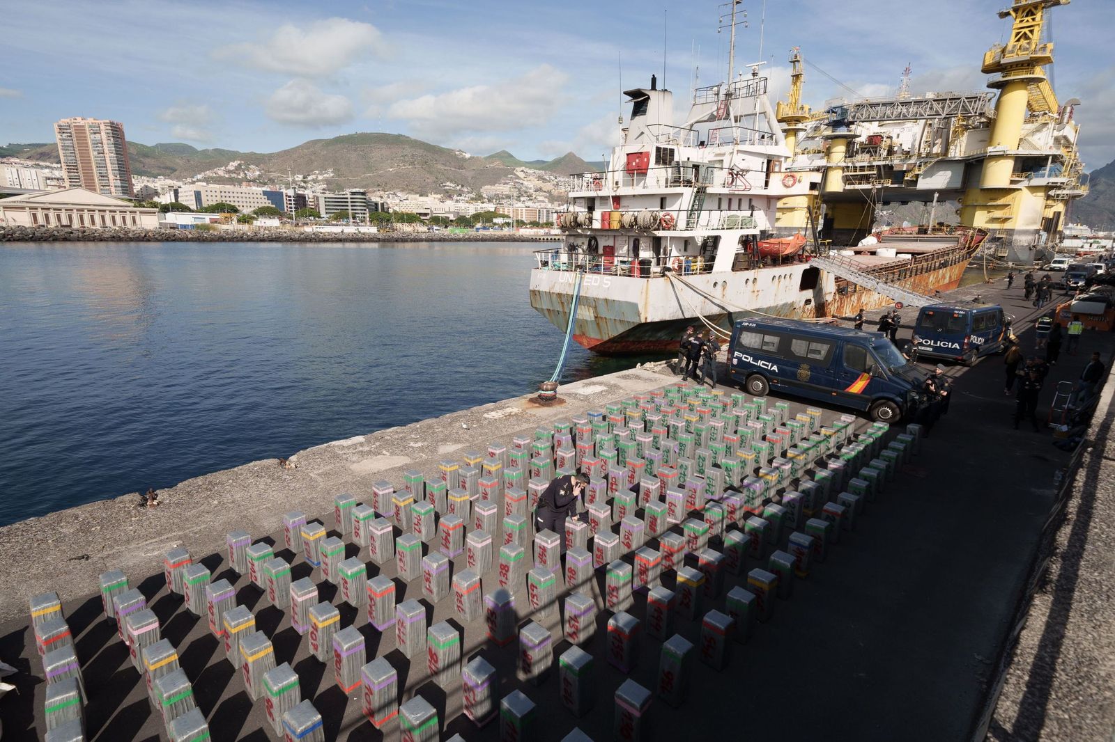 El alijo de cocaína intervenido por la Policía Nacional, en el puerto de Santa Cruz de Tenerife.