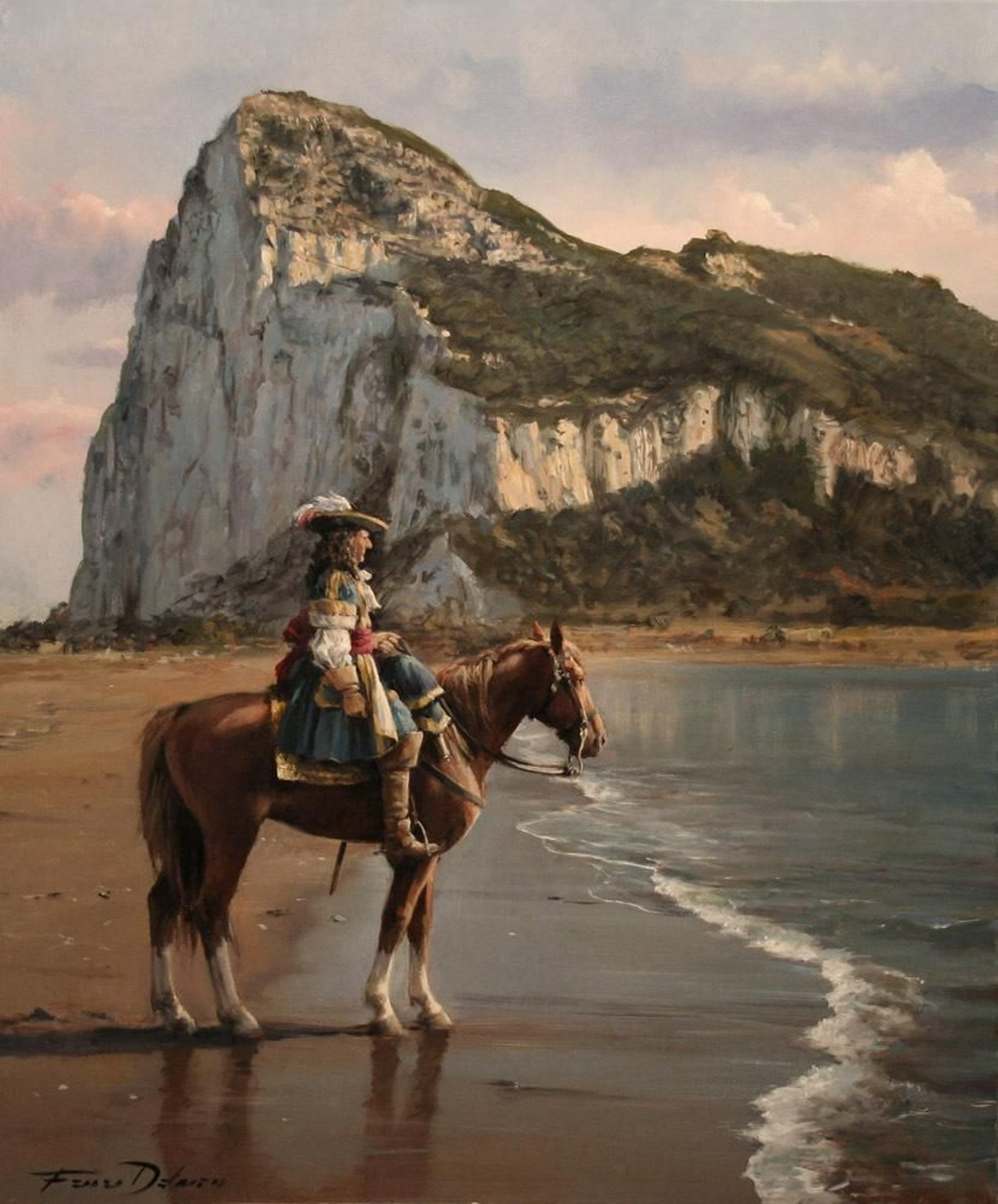 El último de Gibraltar, cuadro de Augusto Ferrer-Dalmau que retrata a Salinas delante del Peñón.