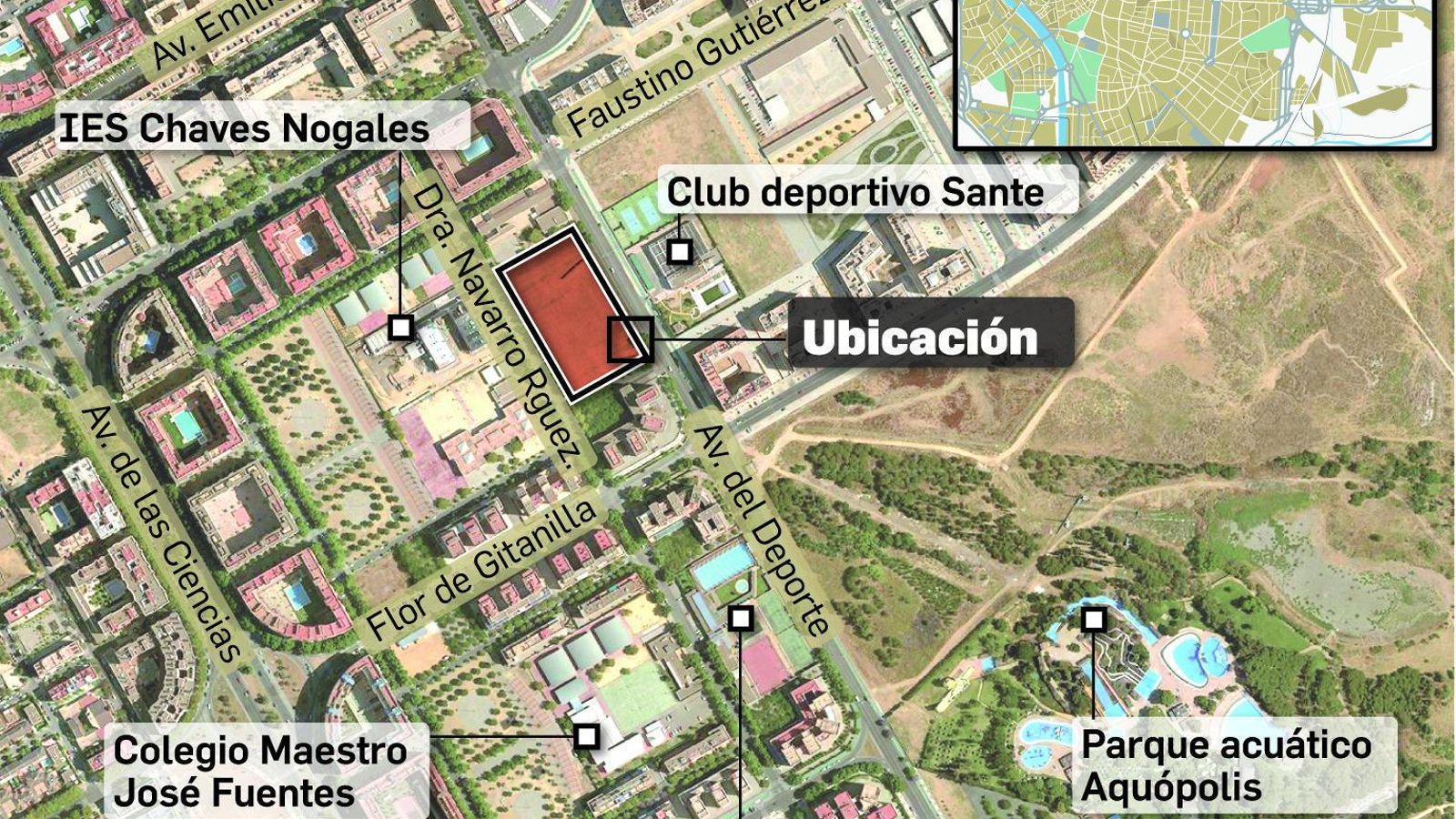 Infografía sobre el solar elegido para la construcción.