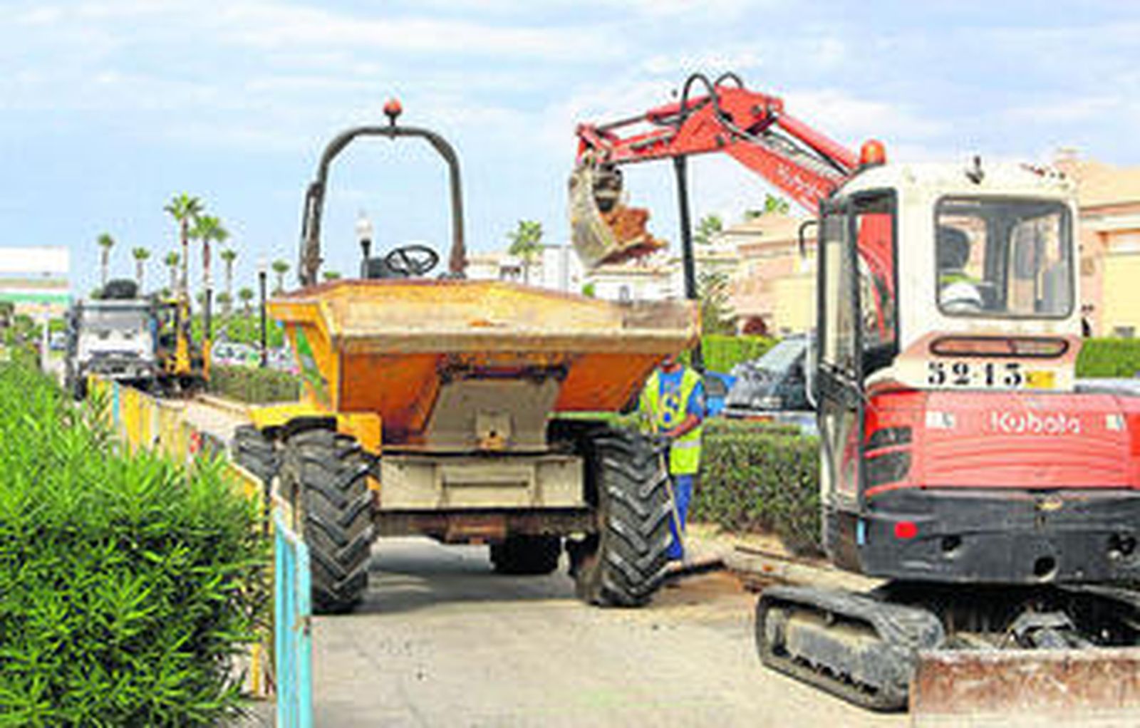 Trabajos que se ejecutaban ayer en el Novo.