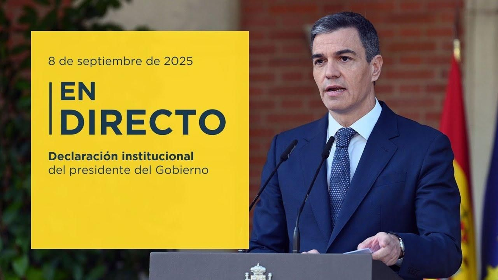 Declaración institucional de Pedro Sánchez para anunciar nuevas medidas contra el genocidio en Gaza