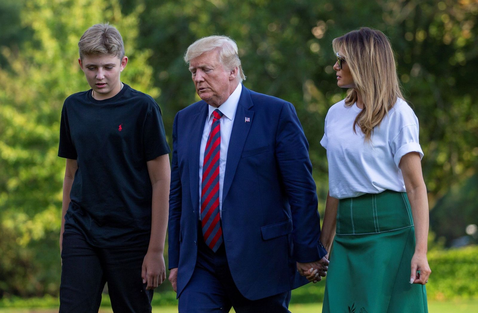 El presidente de Estados Unidos, Donald Trump, con su mujer y su hijo.