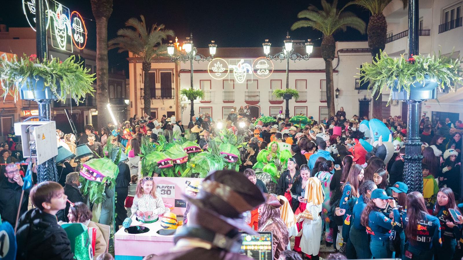 Celebración nocturna del Carnaval triguereño.