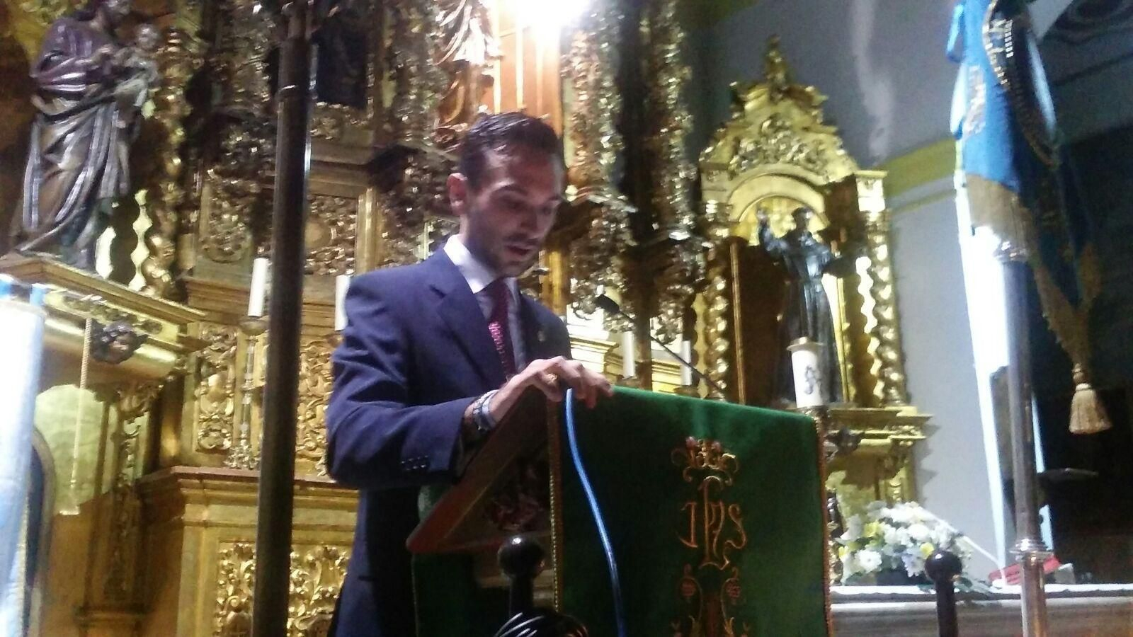 Juan Carlos Moral, en 2016 durante el pregón juvenil de la Inmaculada.