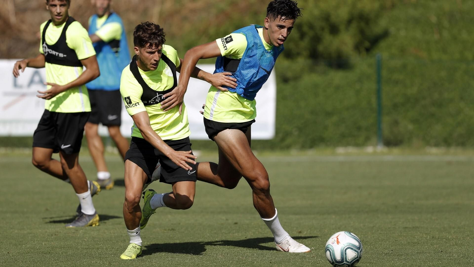 El Málaga, en pleno entrenamiento de pretemporada.