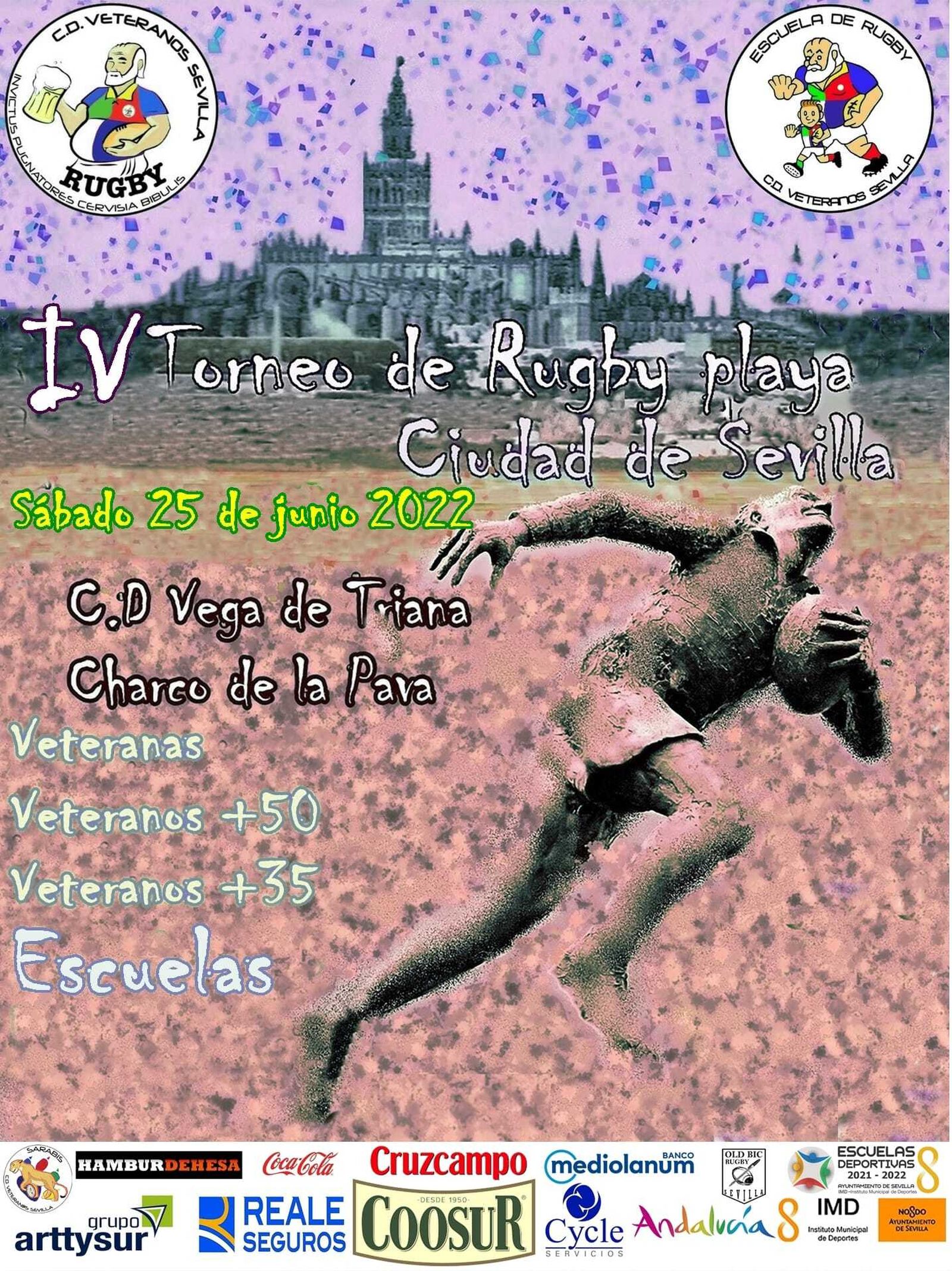 Cartel del IV Torneo de rugby playa Ciudad de Sevilla.