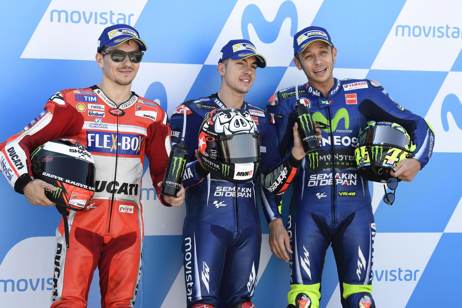 Viñales, Lorenzo y Rossi, primera línea de parrilla hoy en Motorland