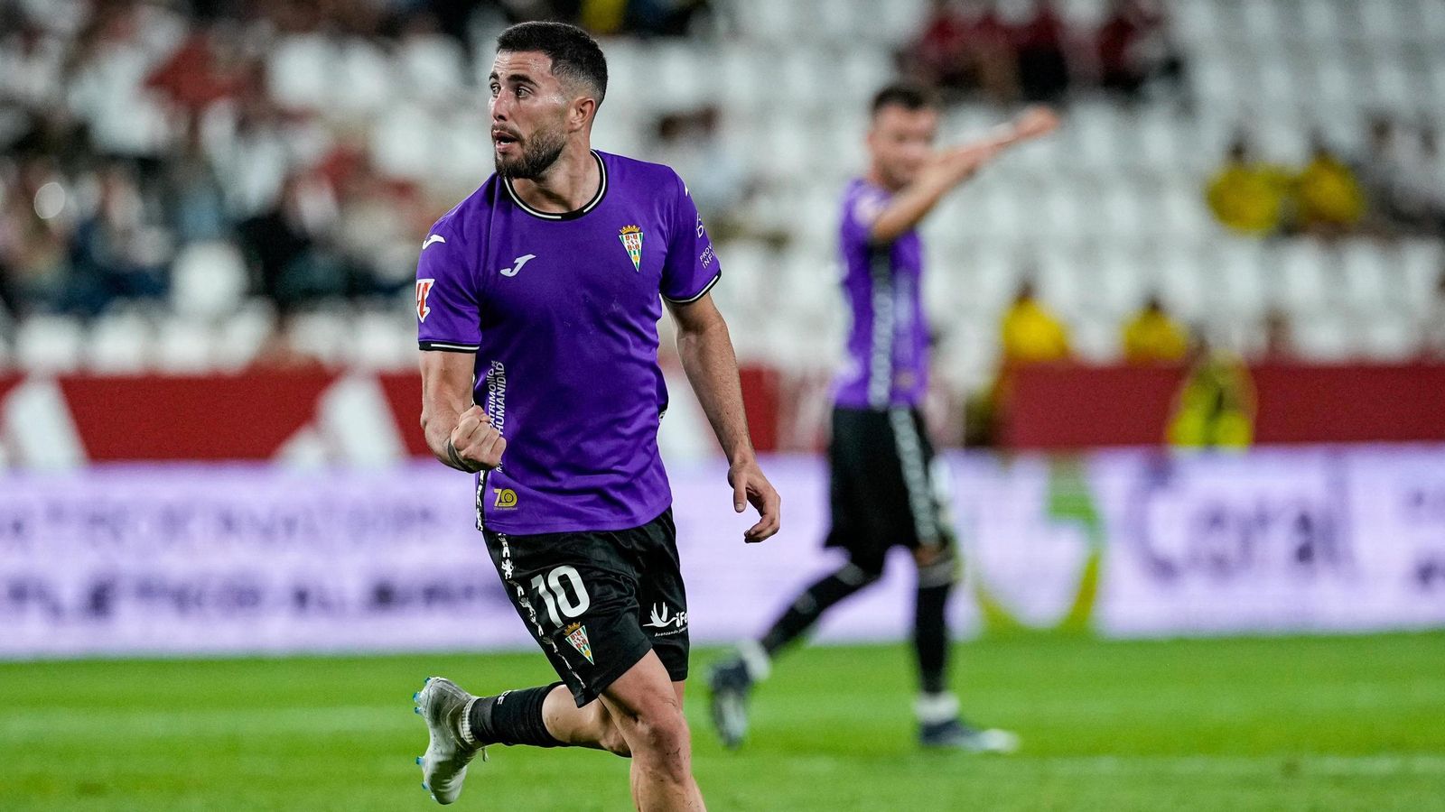 Jacobo celebra su gol en Albacete de la temporada pasada, que dio al Córdoba CF un punto en el Carlos Belmonte.