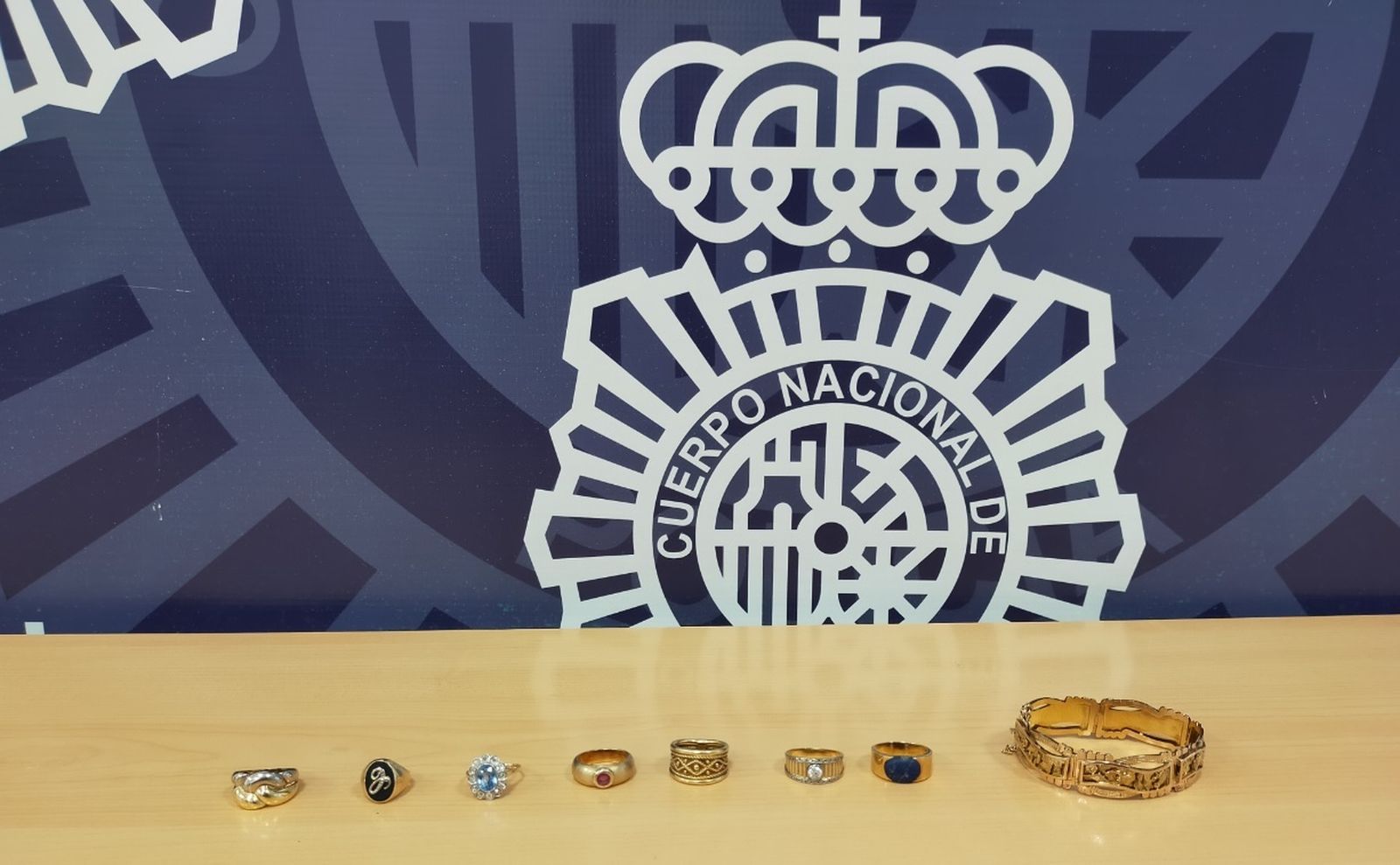 Joyas recuperadas por la Policía Nacional.