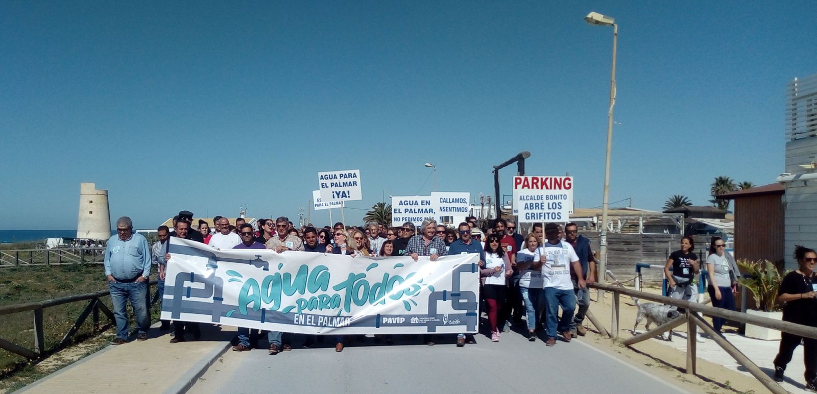 El colectivo denunciante ha protagonizado algunas acciones de protesta en El Palmar.