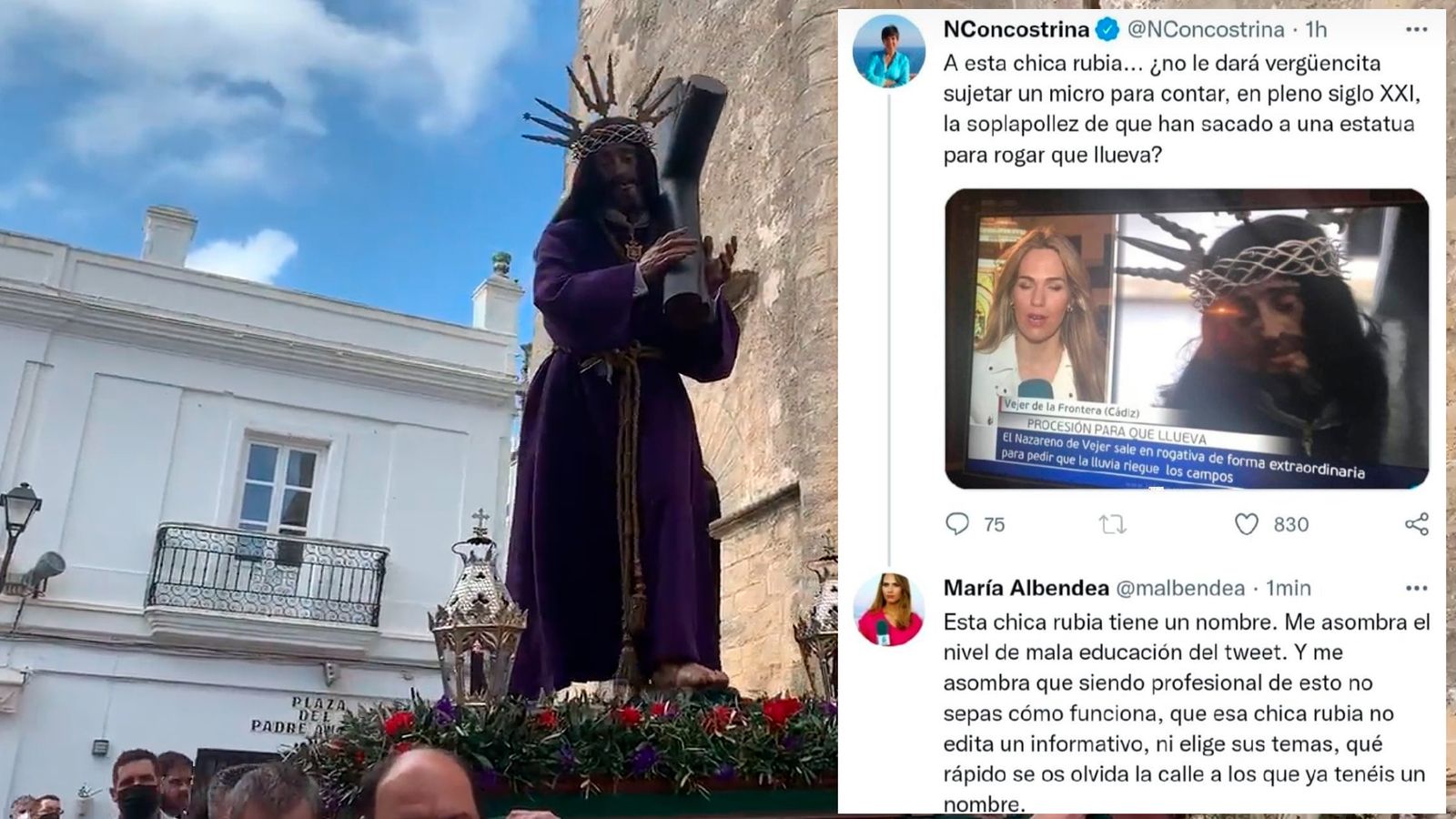 La periodista Nieves Concostrina se mofa de una reportera por informar de una procesión