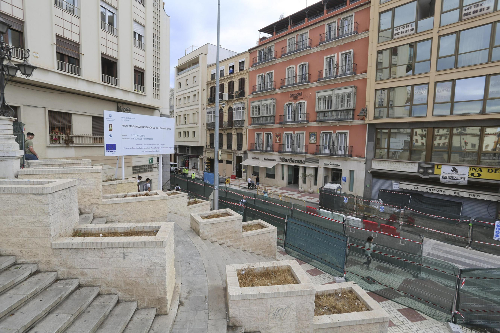 La calle Carretería de Málaga ya está en obras, en fotos