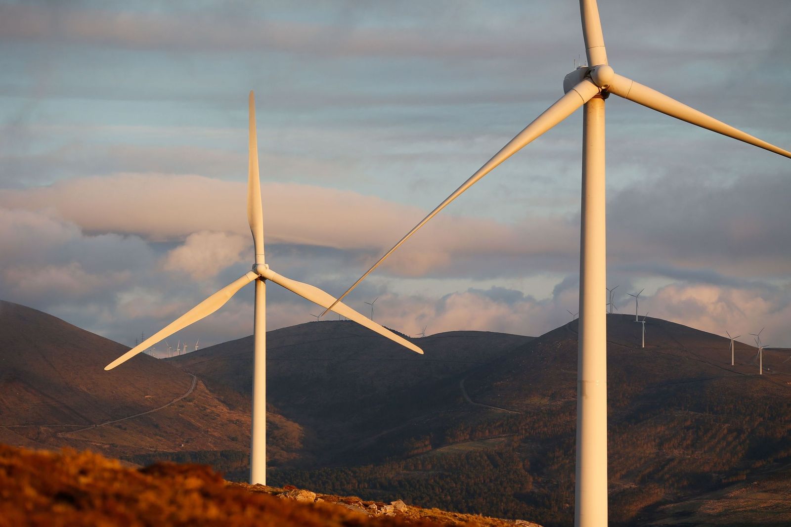 Vista de eólicas en Galicia.