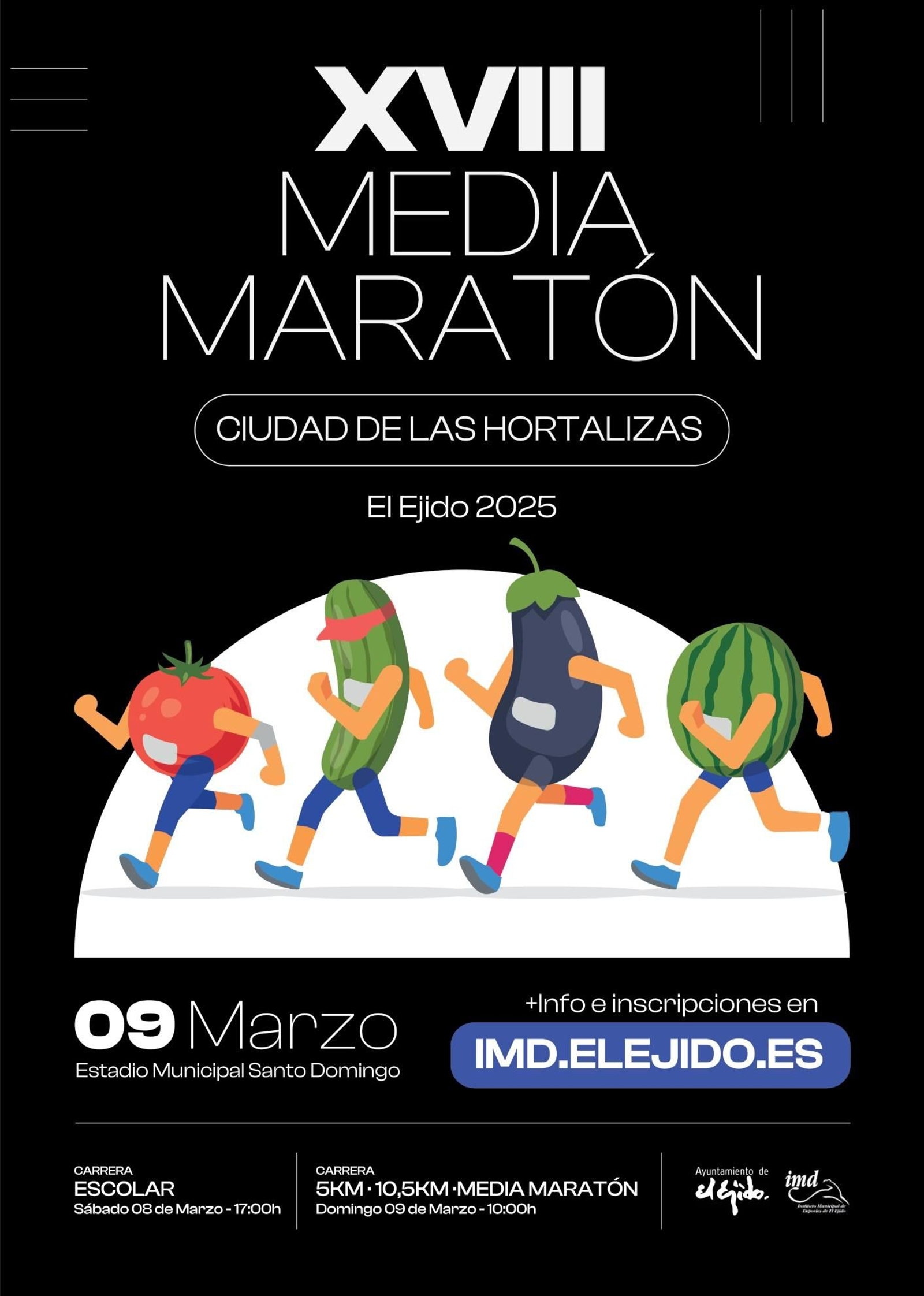 Cartel oficial de la XVII Media Maratón de El Ejido 2025.