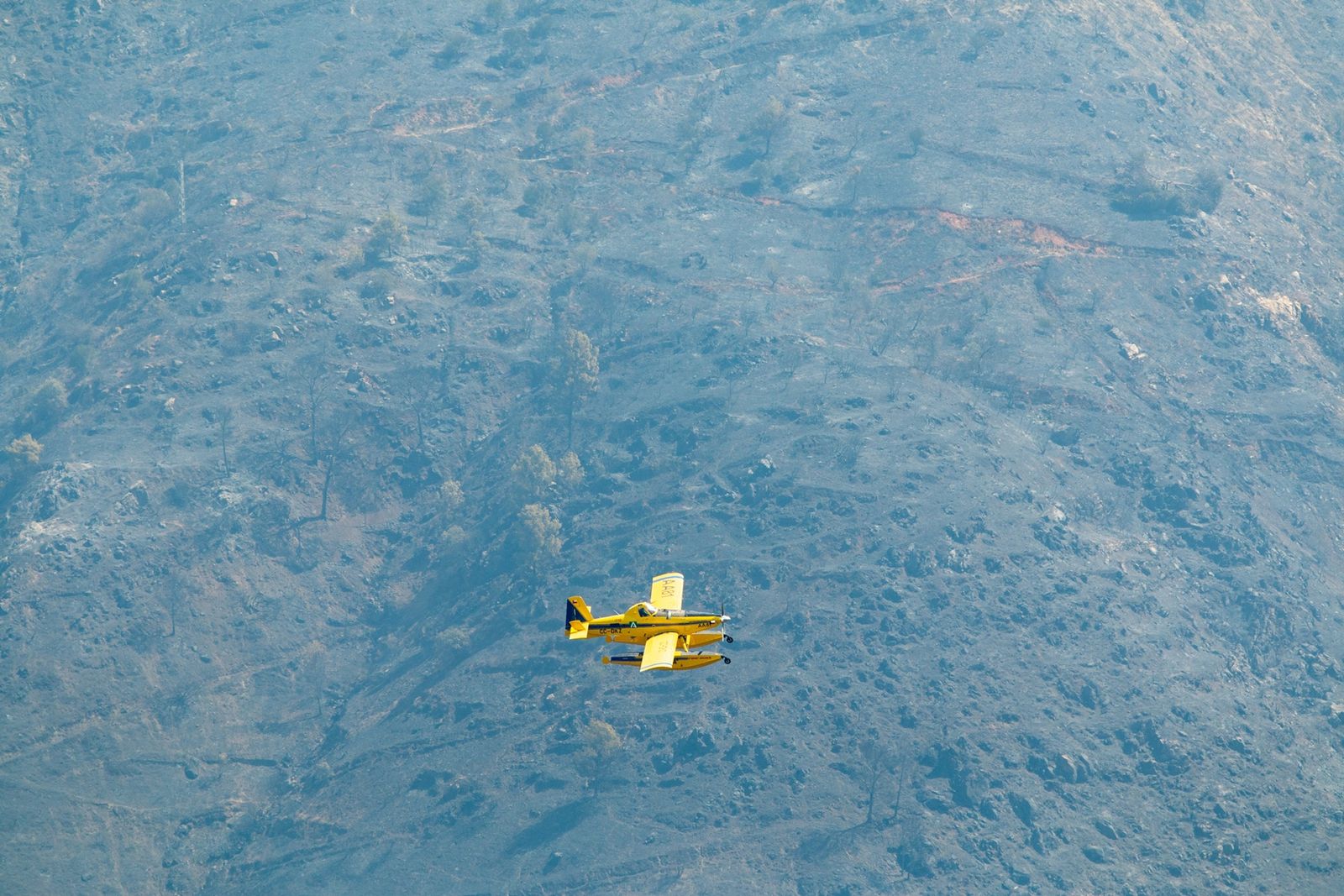 El trabajo para controlar el incendio de Almuñécar, en imágenes