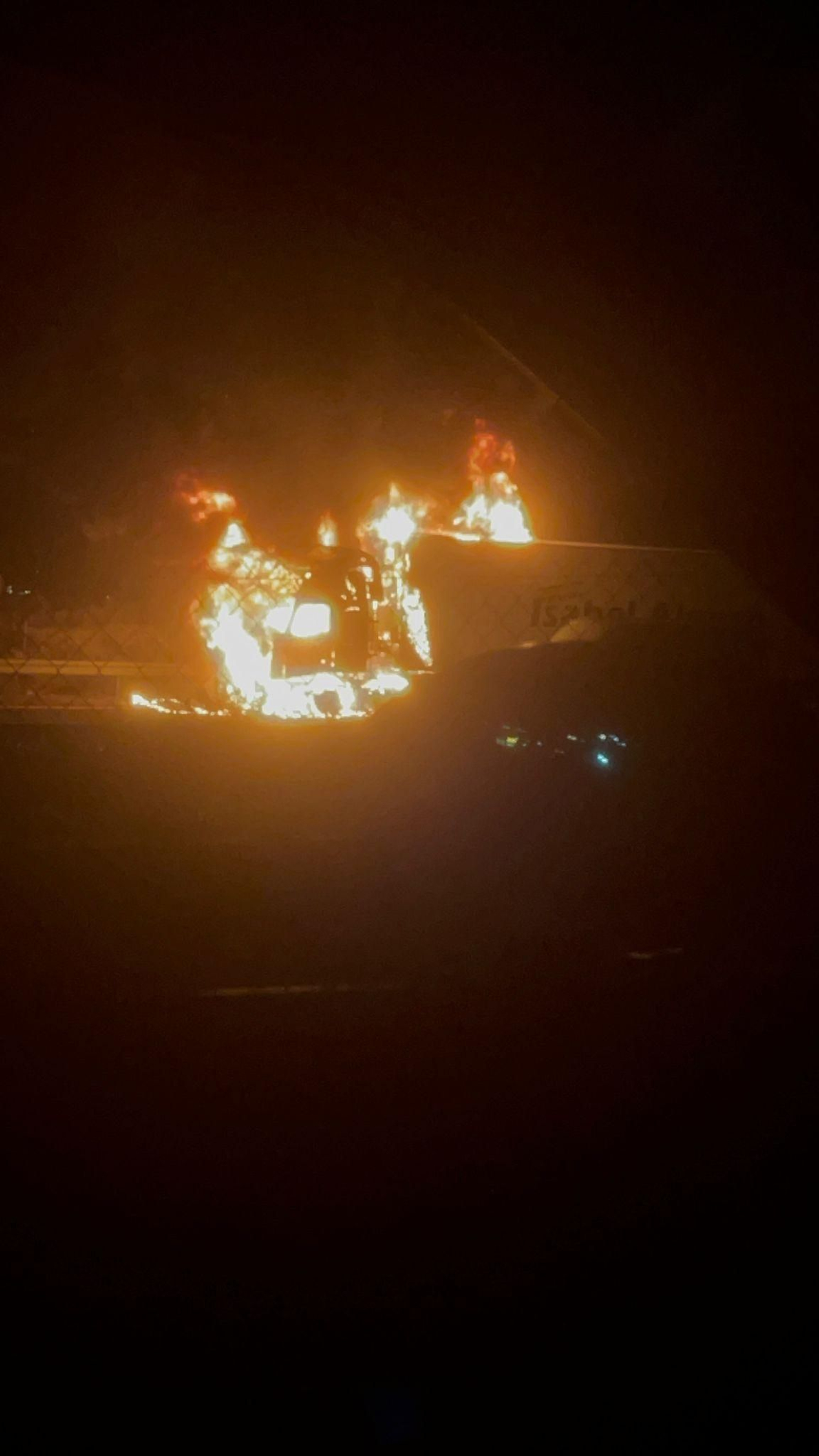 Un camión arde en la Autovía A-7 en Vera, en imágenes