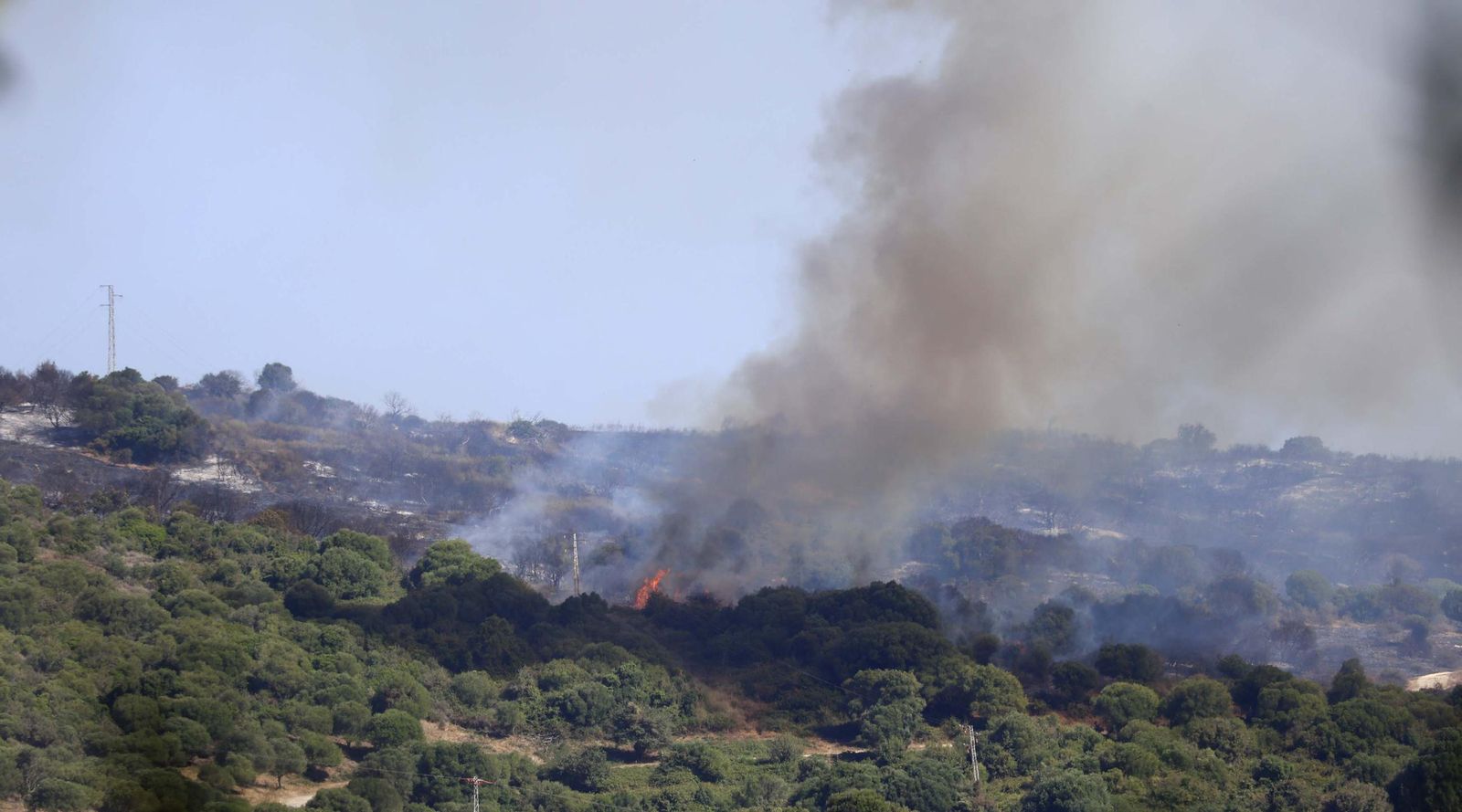 Las fotos del incendio forestal entre las Pantallas y Marchenilla, en Algeciras