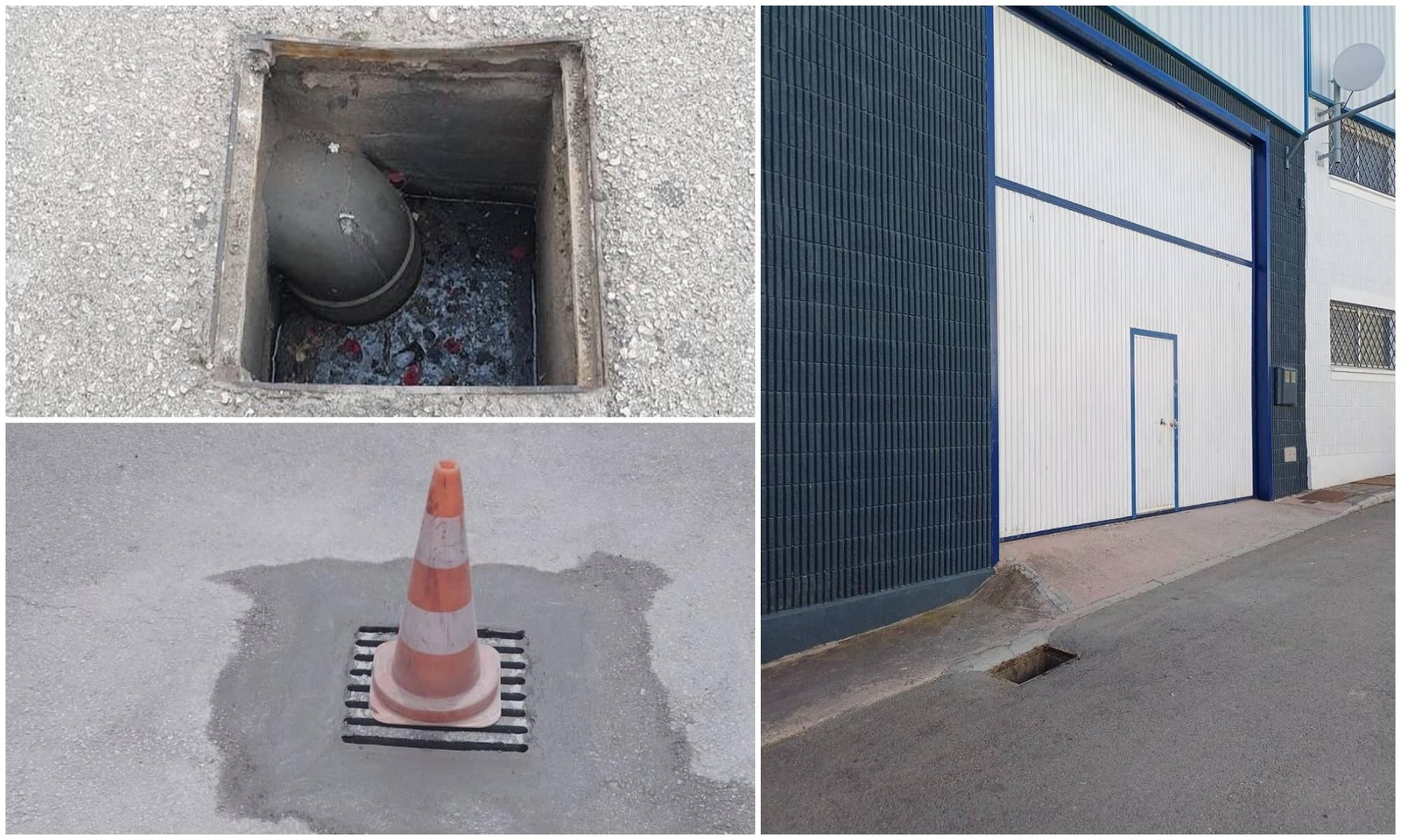 Varias de las rejillas de alcantarillas robadas en Coín.