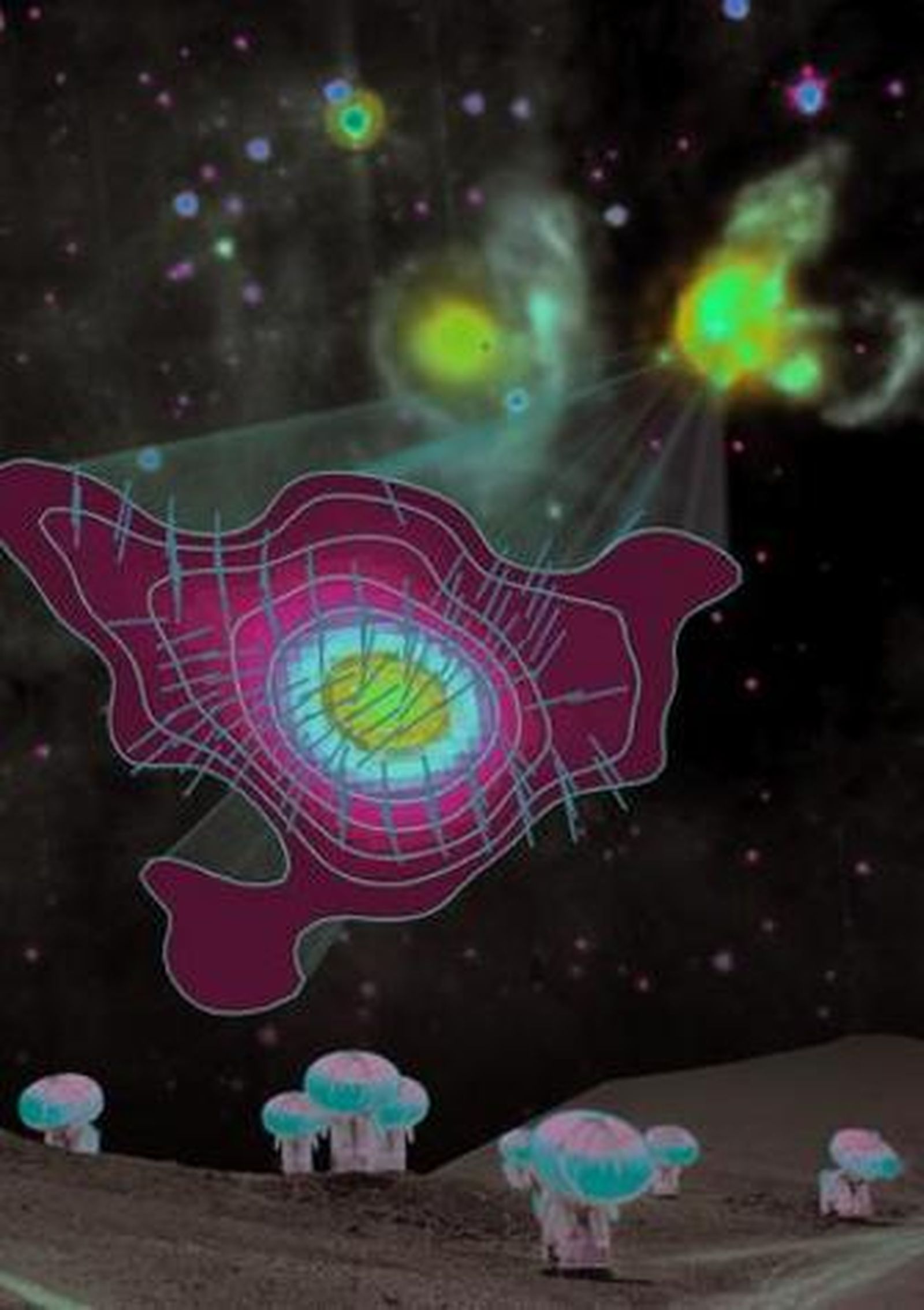 Recreación del nacimiento de una estrella masiva.