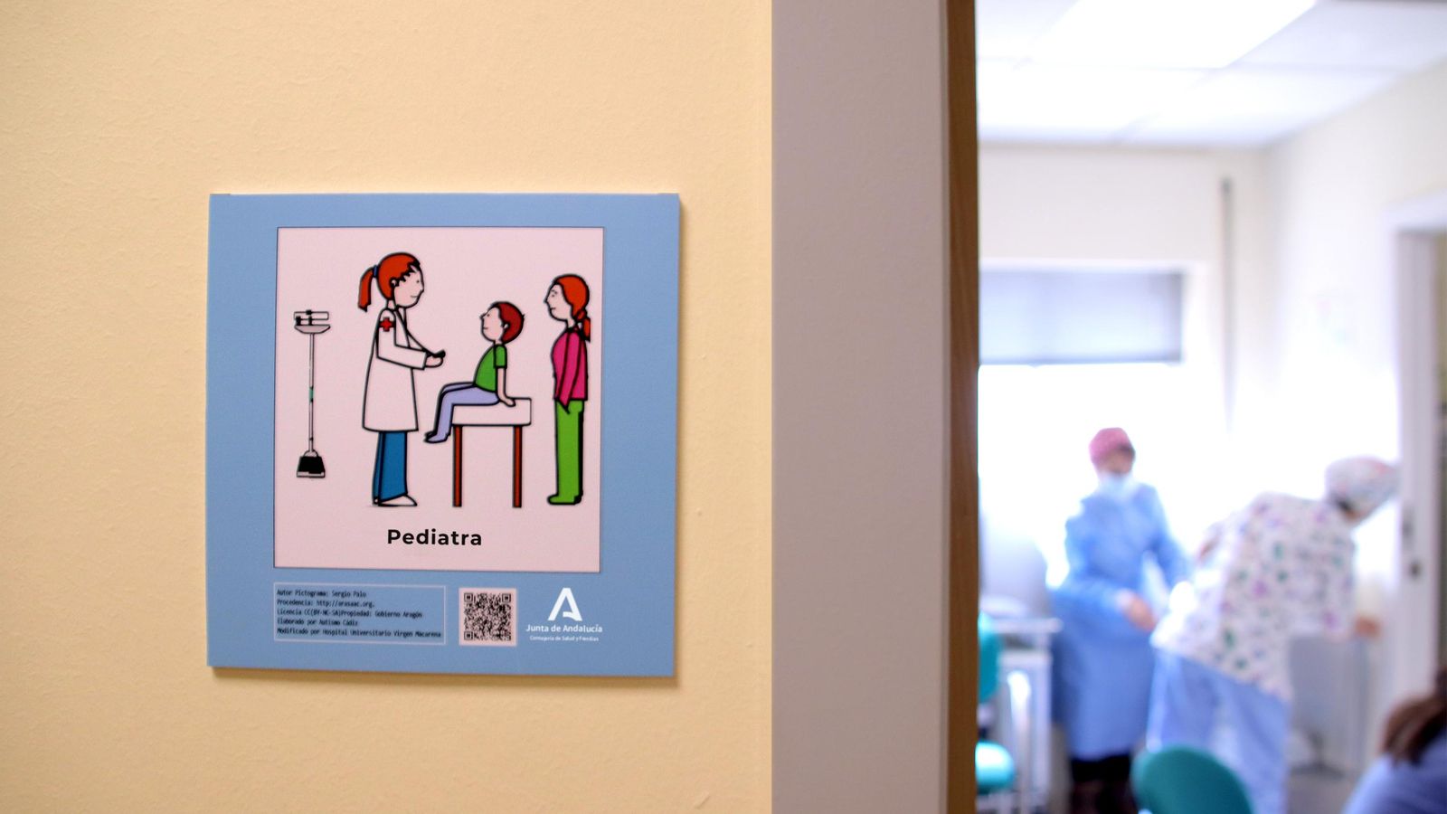 Pictograma de HospiTEA en el Hospital Virgen Macarena.