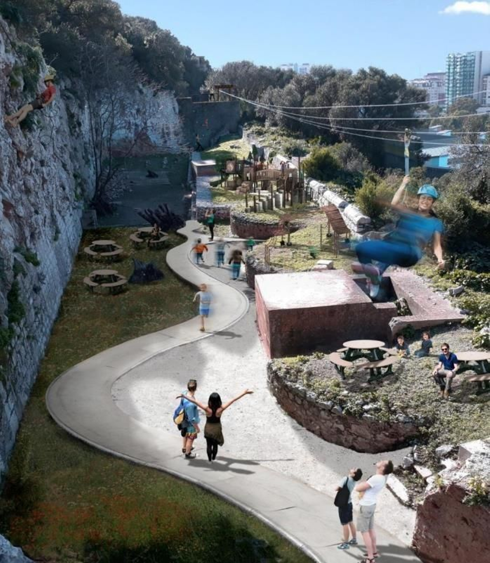 Recreación de la atraccción turística en las Defensas del Norte.