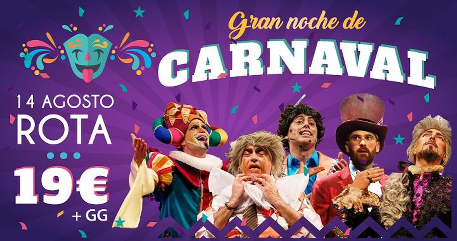 Cartel de la gran noche de carnaval para el 14 de agosto.