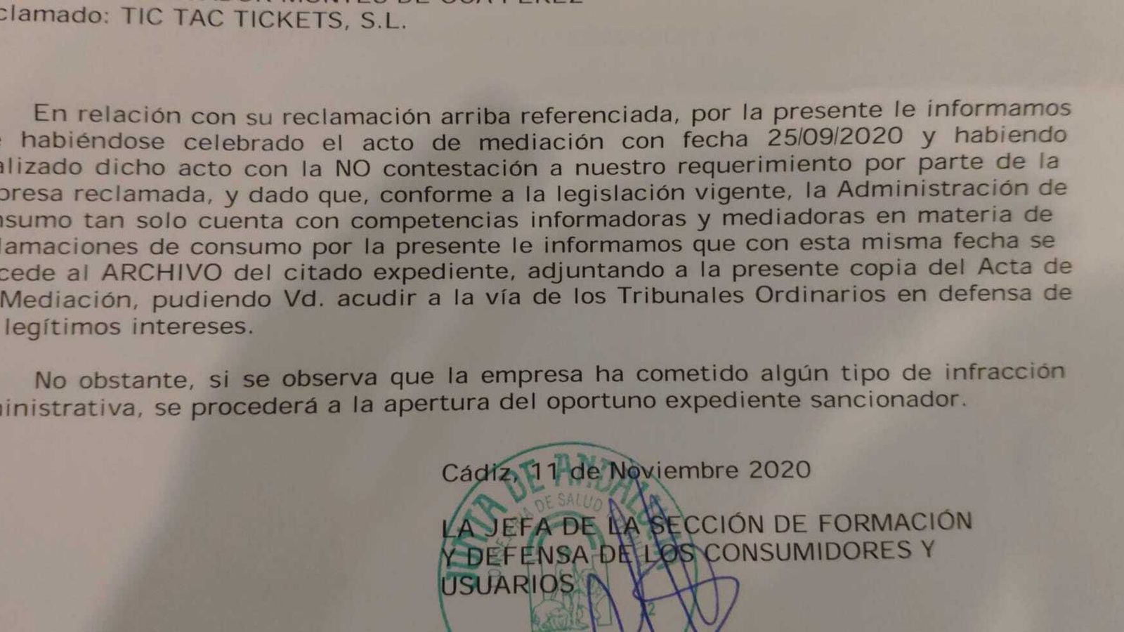 Respuesta de Consumo.