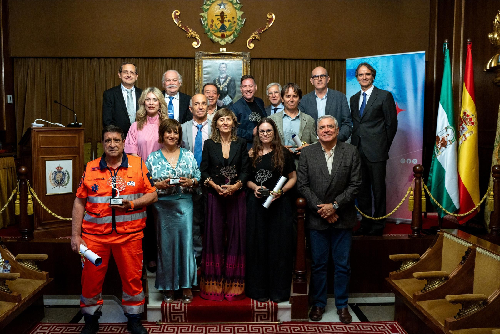 Los premiados durante el acto celebrado en la Real Academia de Medicina de Andalucía Oriental, Ceuta y Melilla, con sede en Granada.