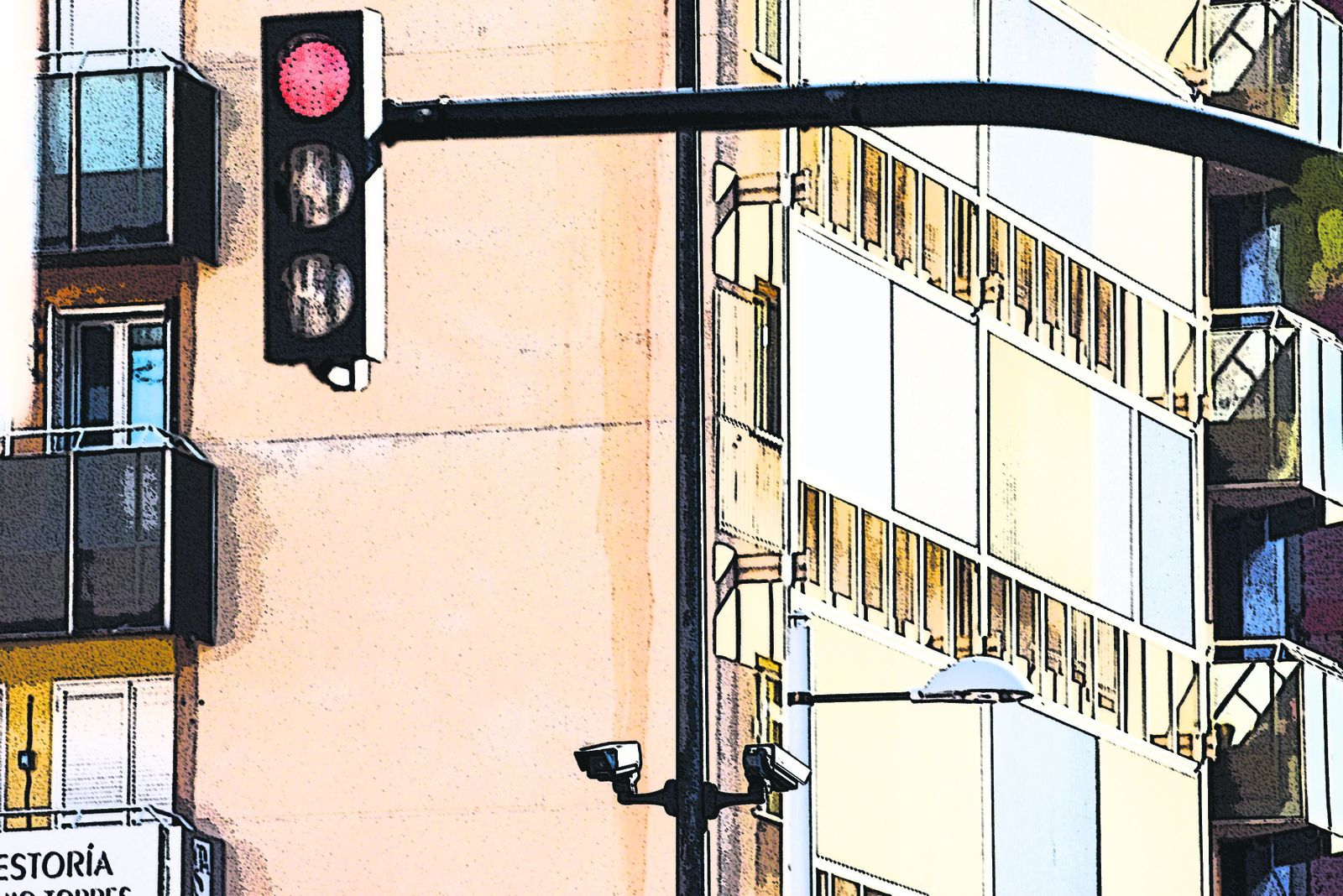 Un semáforo en rojo.