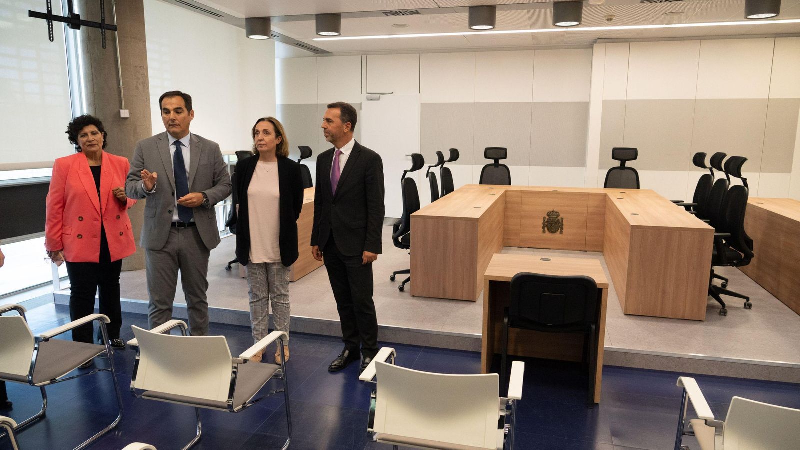 Una de las salas de vistas de la Ciudad de la Justicia de Sevilla.