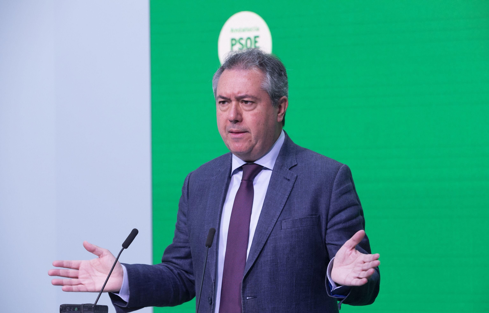 Juan Espadas esta mañana en la sede del PSOE.