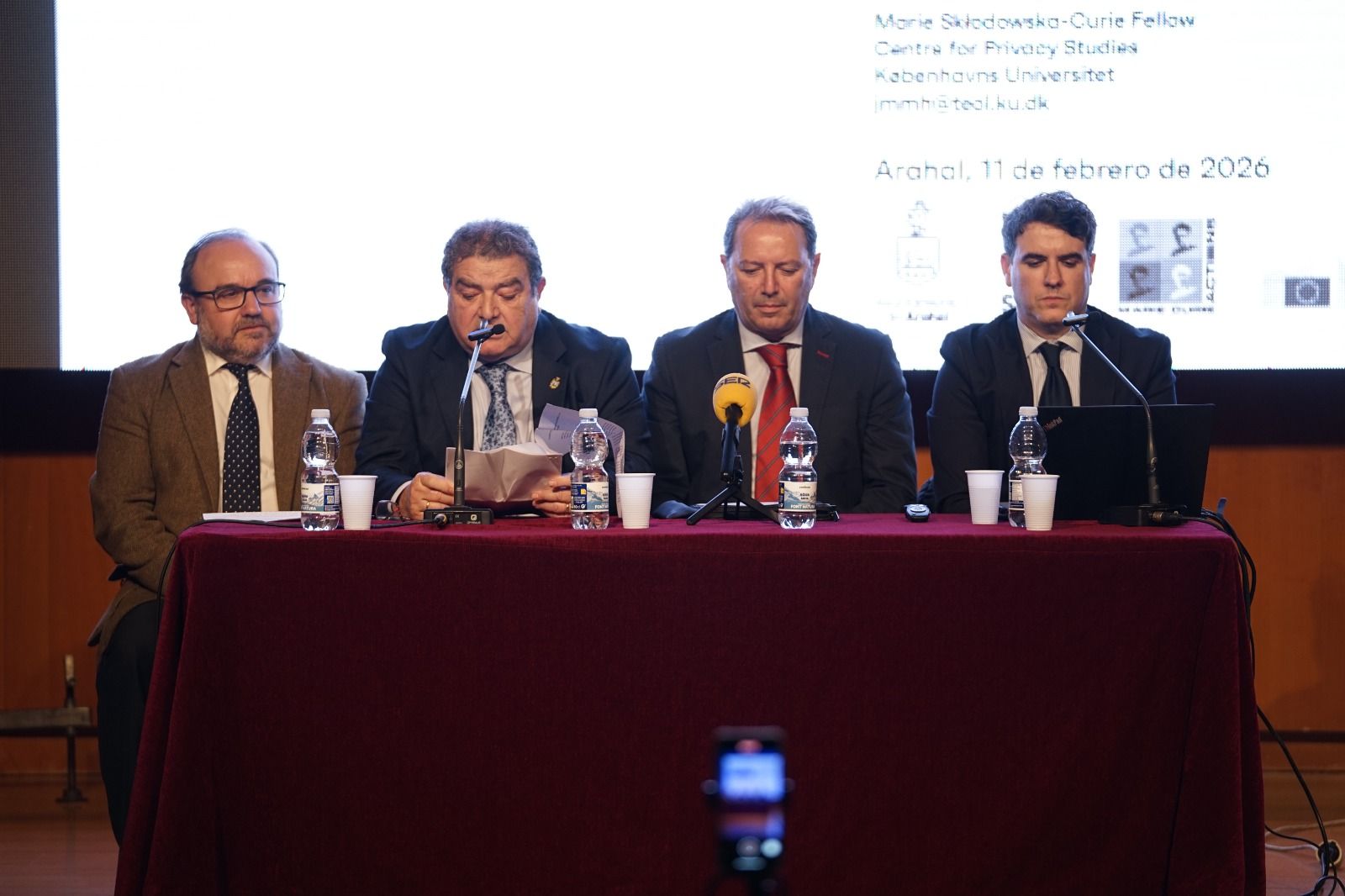 Presentación de la Carta Patrimonial de Arahal. José María Martín, Paco Brenes, Rafael Martín y Alberto Sanromán.