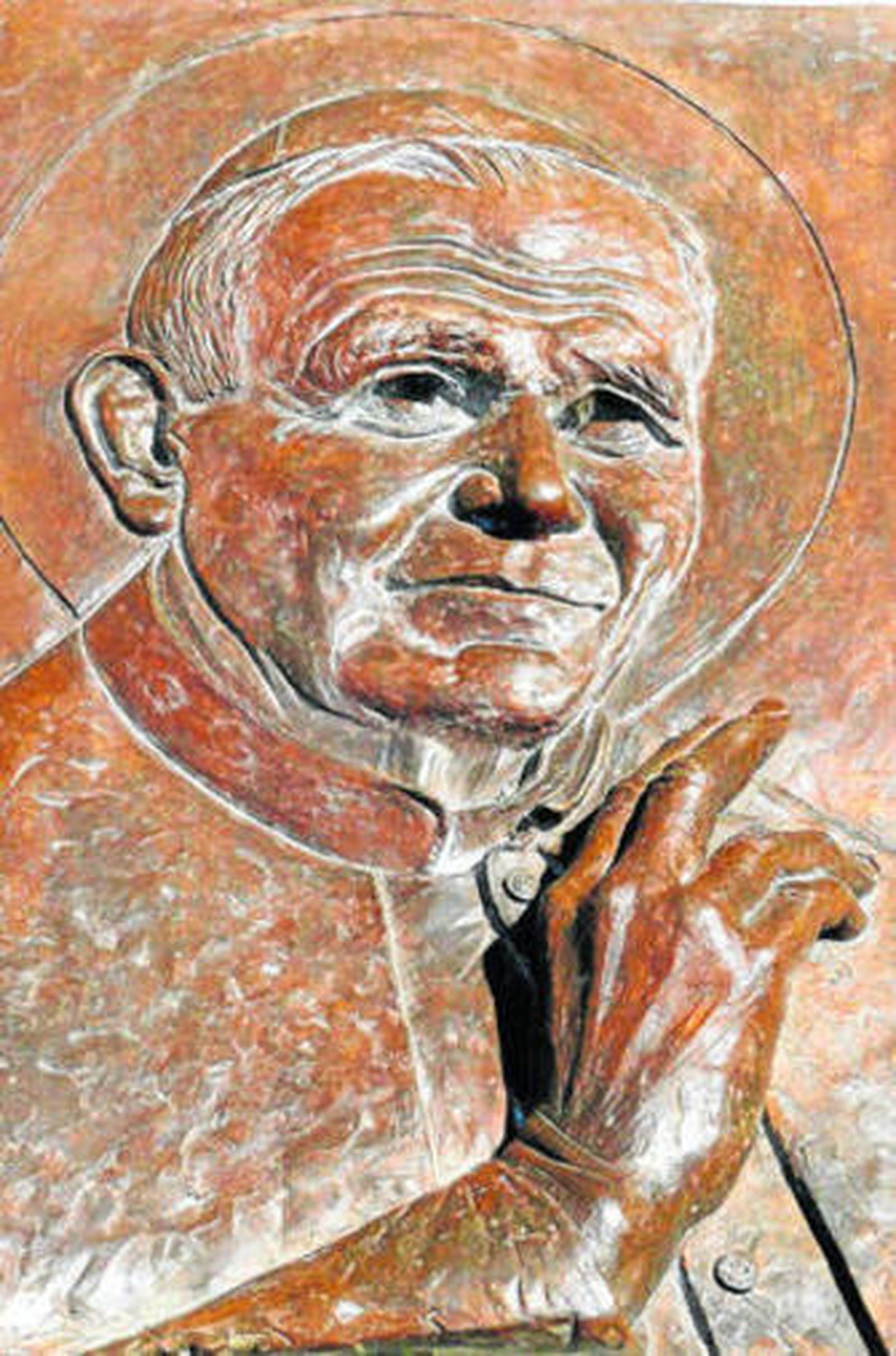 San Juan Pablo II, en el Monumento de la  Inmaculada, de J. L. Delgado.