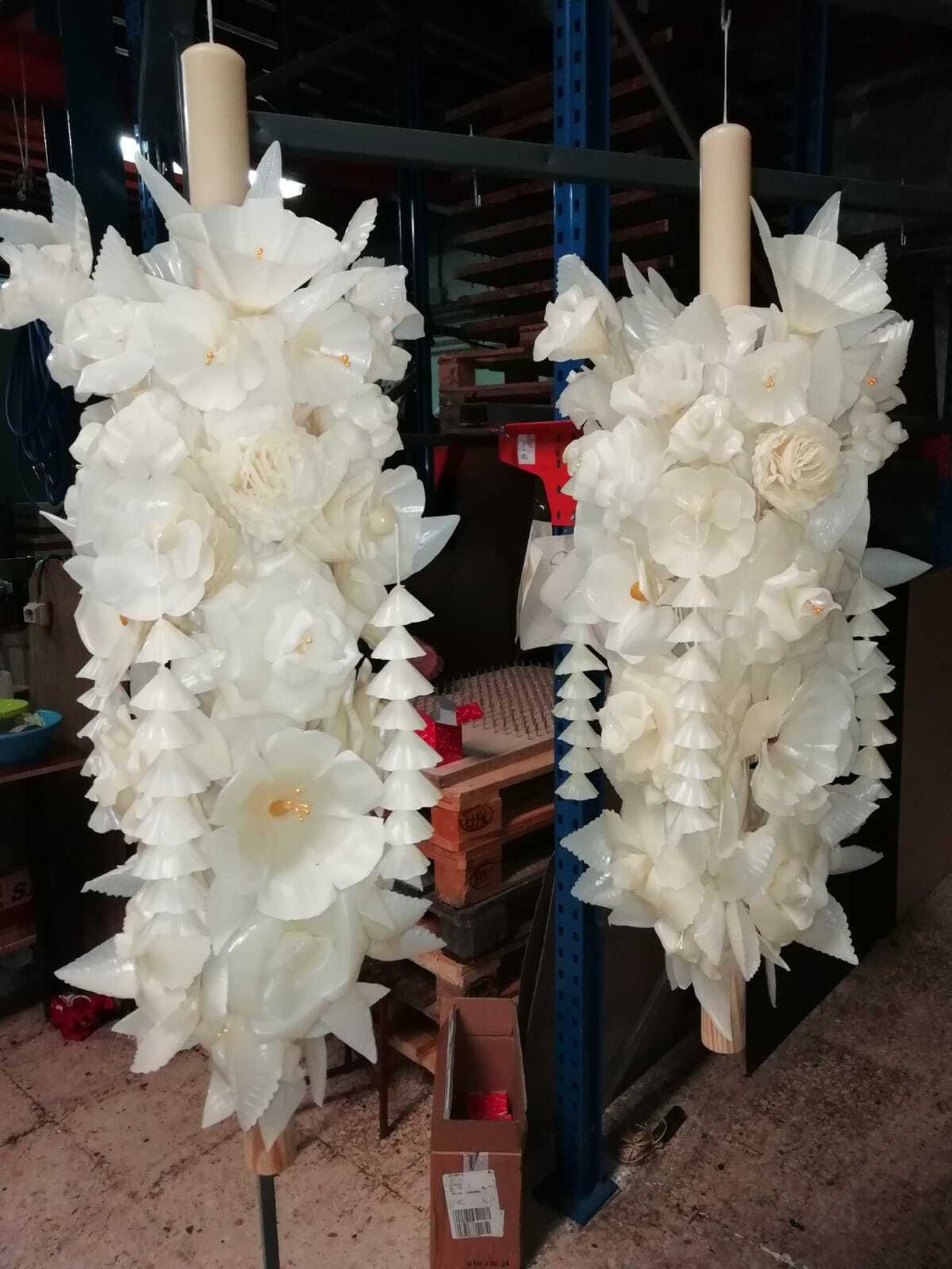 Detalle de las flores de cera