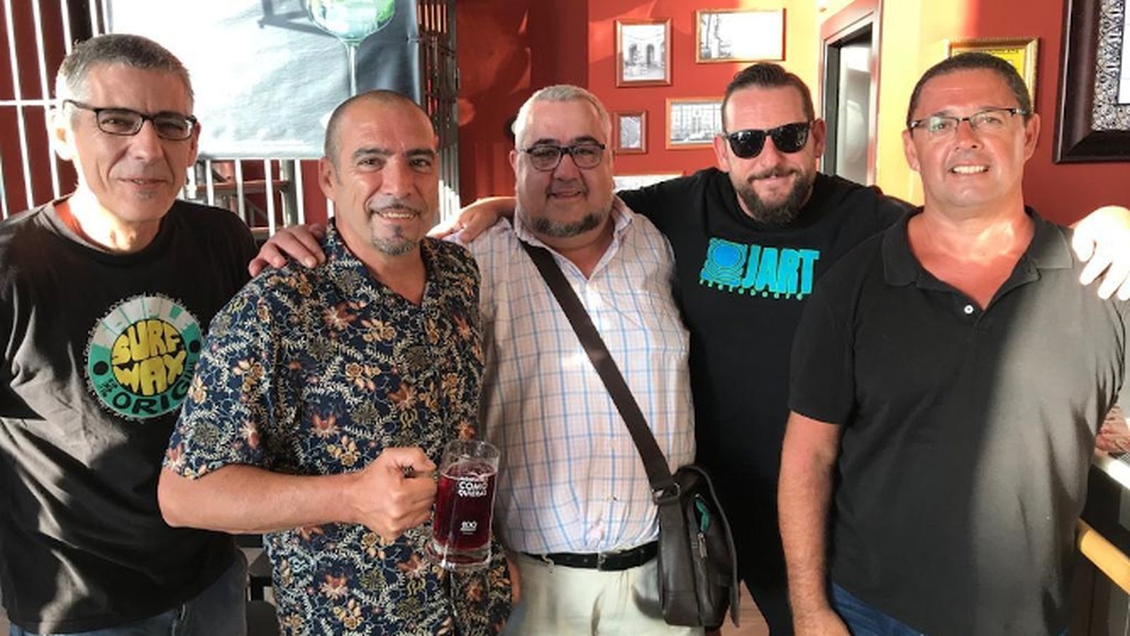 Carmelo García, Chico Vallejo, Javier Farrujia Bocanegra, José Luis Lora y Juan Melero, durante la celebración.